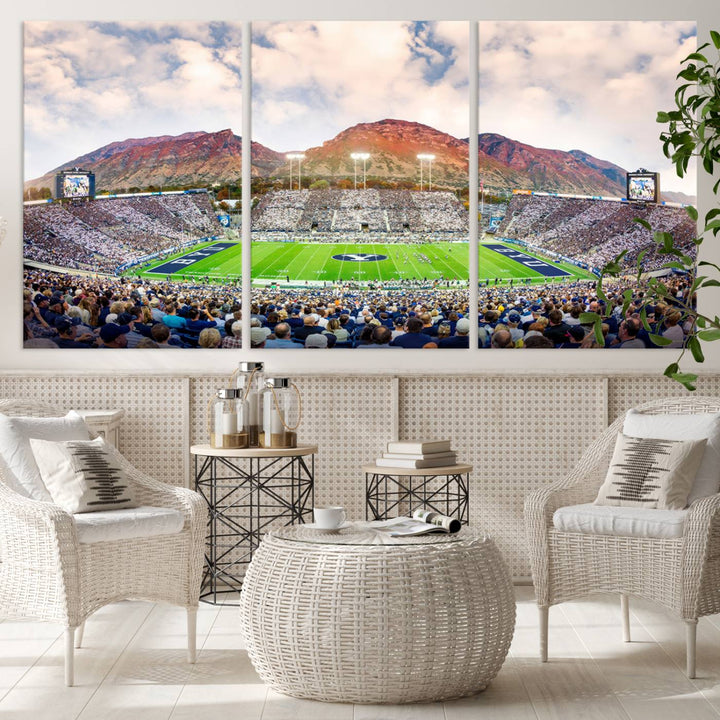 Brigham Young University Cougars Football Team Print - Provo LaVell Edwards Stadium Wall Art Canvas Print.