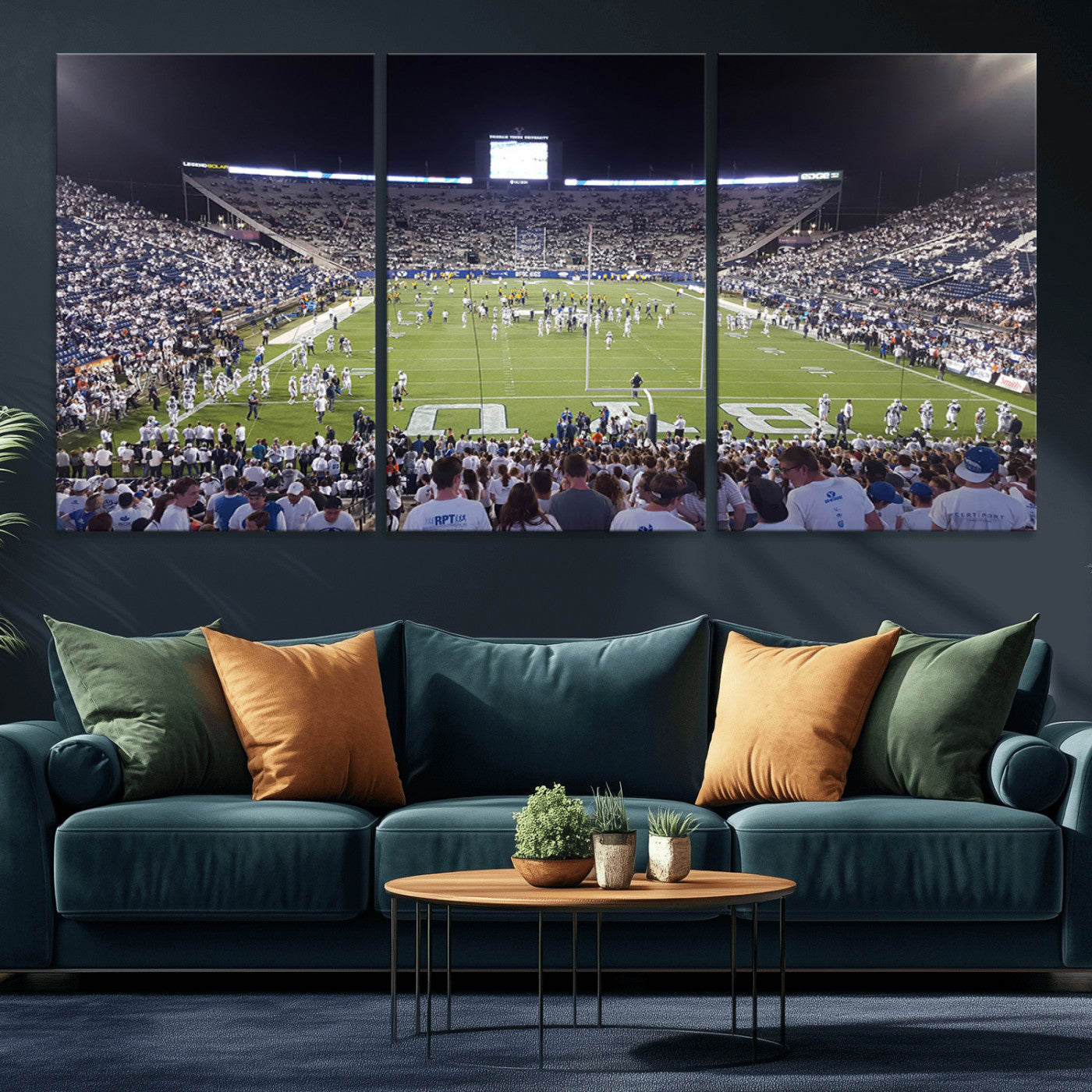 MGV-CV-60X30-3P - Brigham Young University Cougars Football Print Canvas - Provo LaVell Edwards Stadium Wall Art