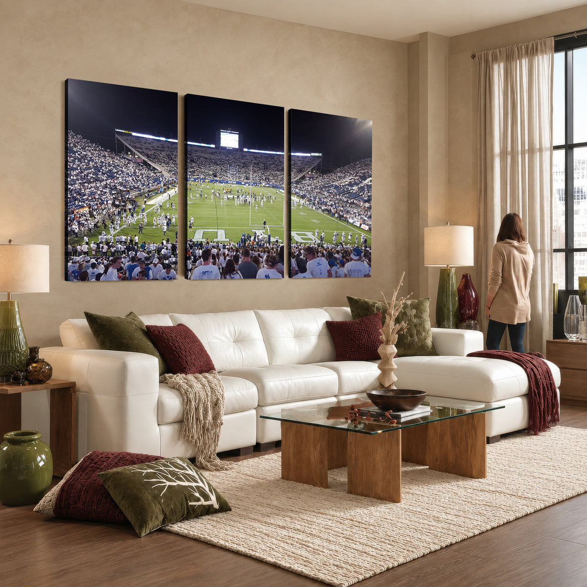 65036-MGV-CV-36X24 - Brigham Young University Cougars Football Print Canvas - Provo LaVell Edwards Stadium Wall Art