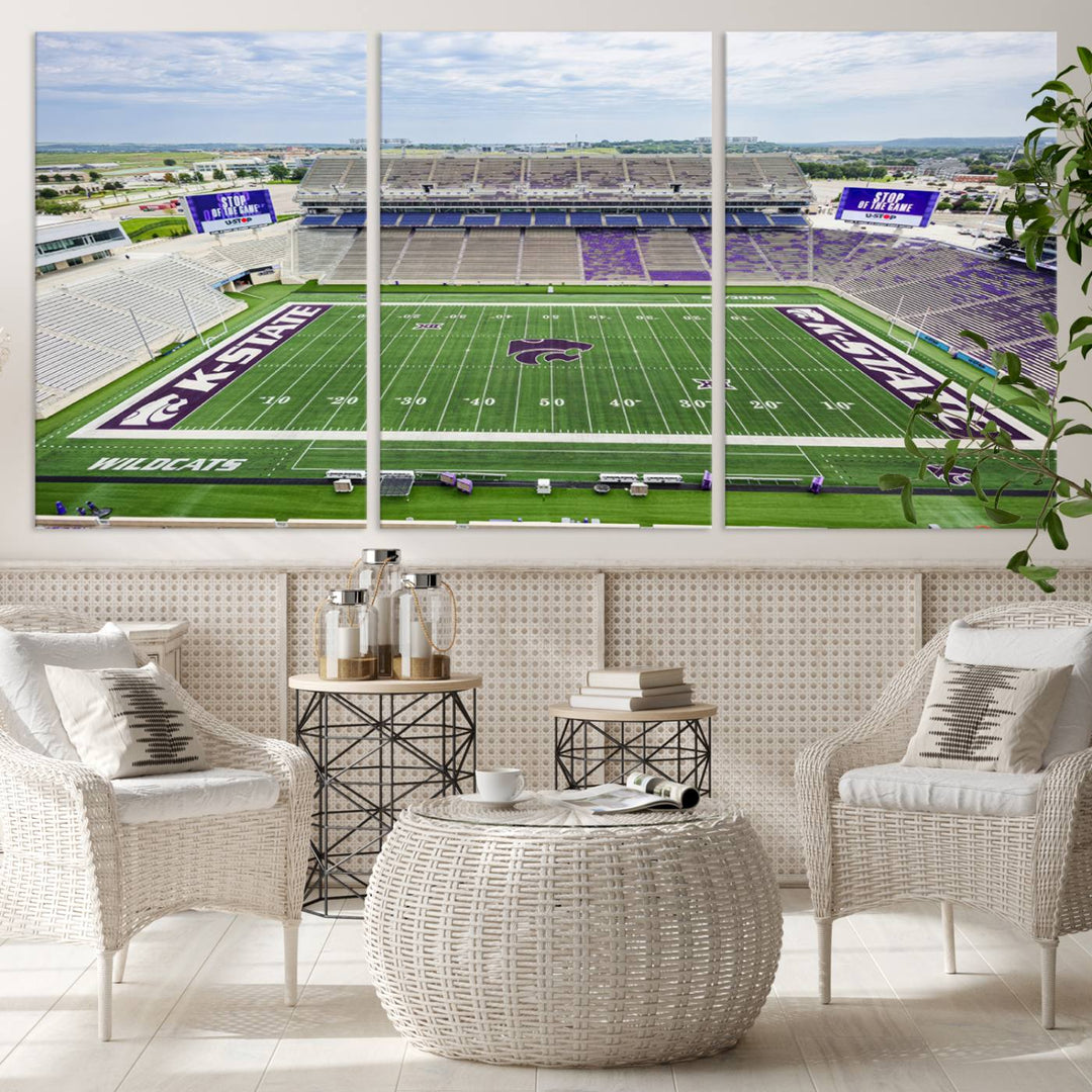 KState Wildcats Football Team Print - Manhattan Bill Snyder Family Football Stadium Wall Art Canvas Print