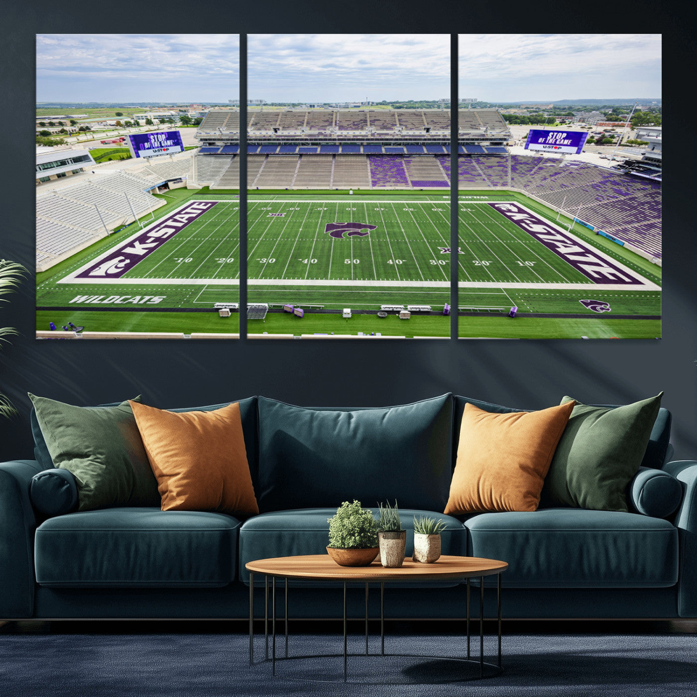 MGV-CV-60X30-3P - KState Wildcats Football Team Print - Manhattan Bill Snyder Family Football Stadium Wall Art Canvas