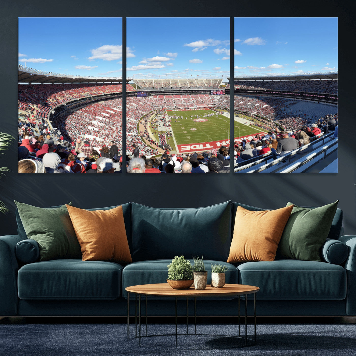 MGV-CV-60X30-3P - University of Alabama Crimson Tide Print Wall Art - Tuscaloosa Bryant-Denny Stadium Wall Art Canvas