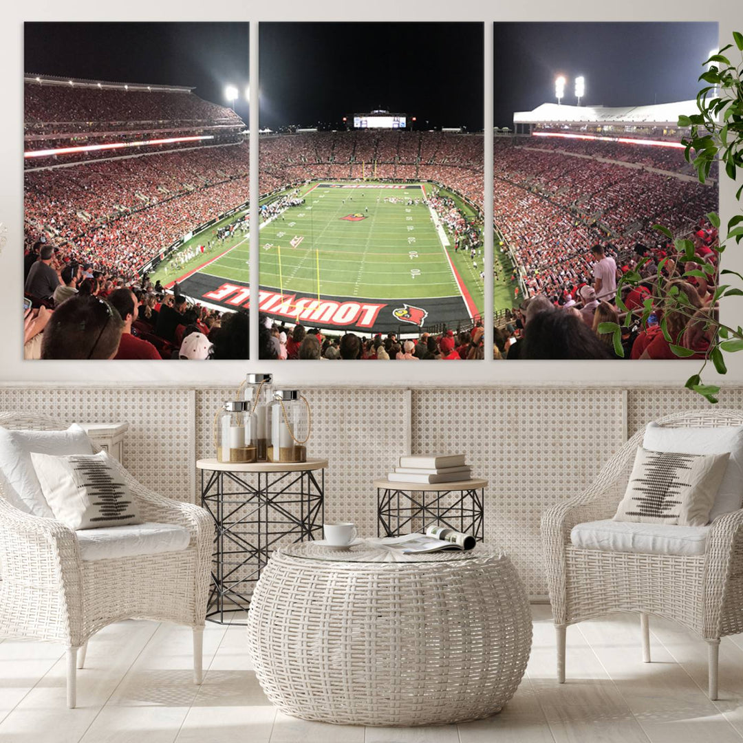 University of Louisville Cardinals Football Team Print - Louisville Cardinal Stadium Wall Art Canvas Print