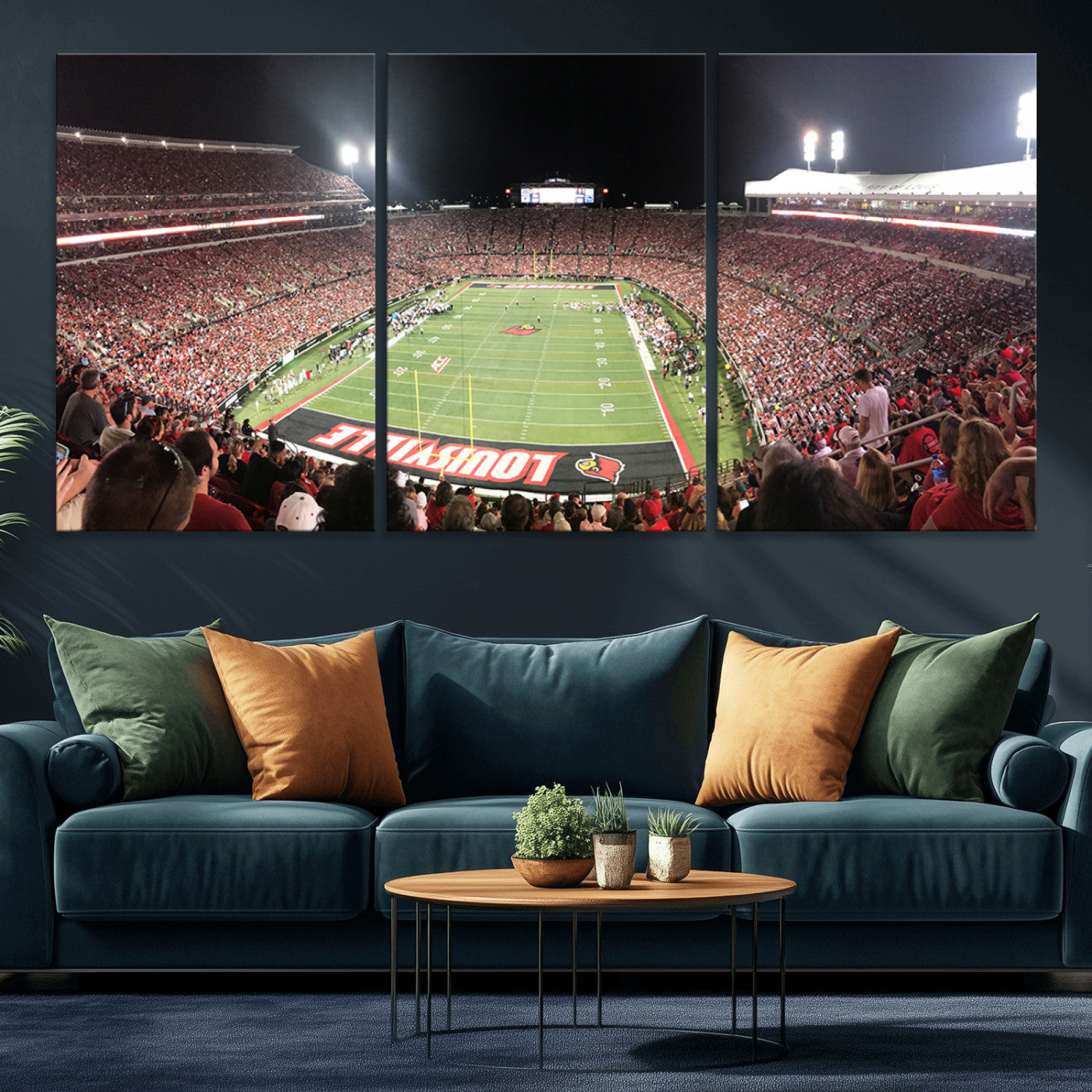 MGV-CV-60X30-3P - University of Louisville Cardinals Football Team Print - Louisville Cardinal Stadium Wall Art Canvas