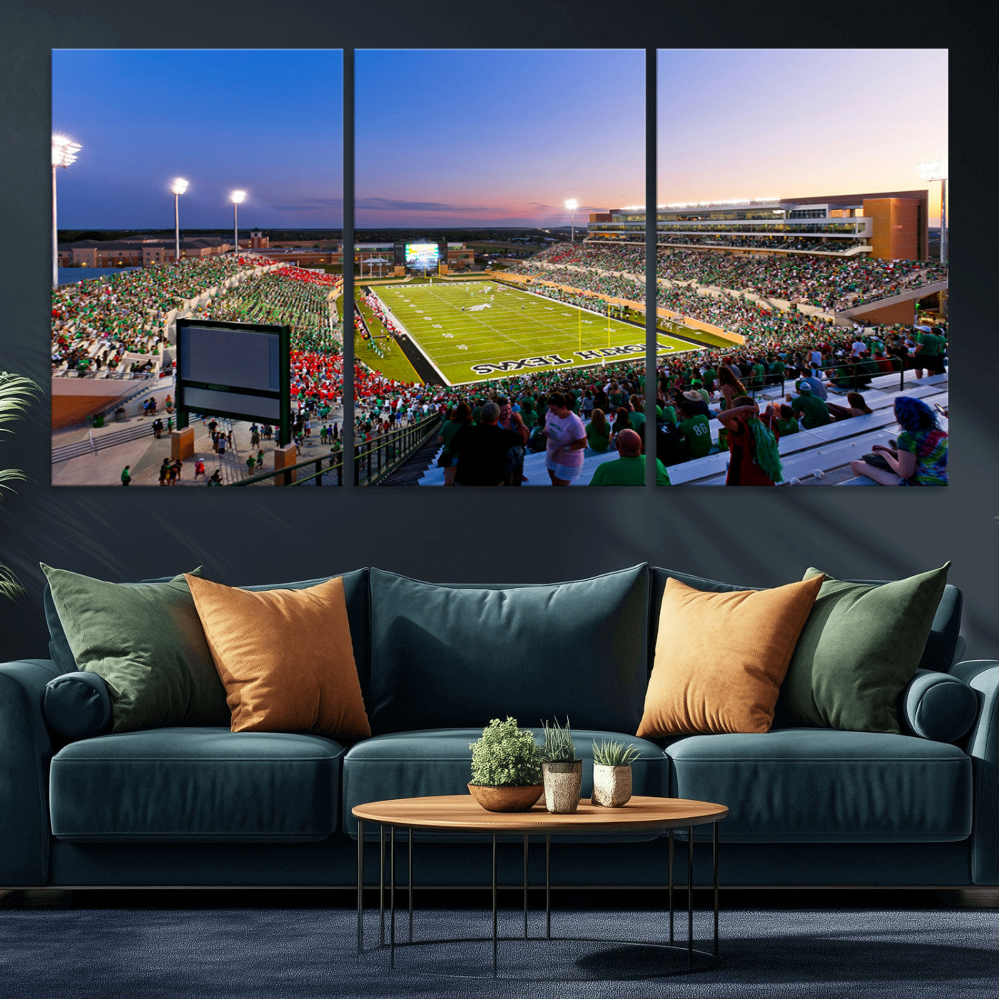 MGV-CV-60X30-3P - University of North Texas Mean Green Football Team Print - Denton DATCU Stadium Canvas Print Wall