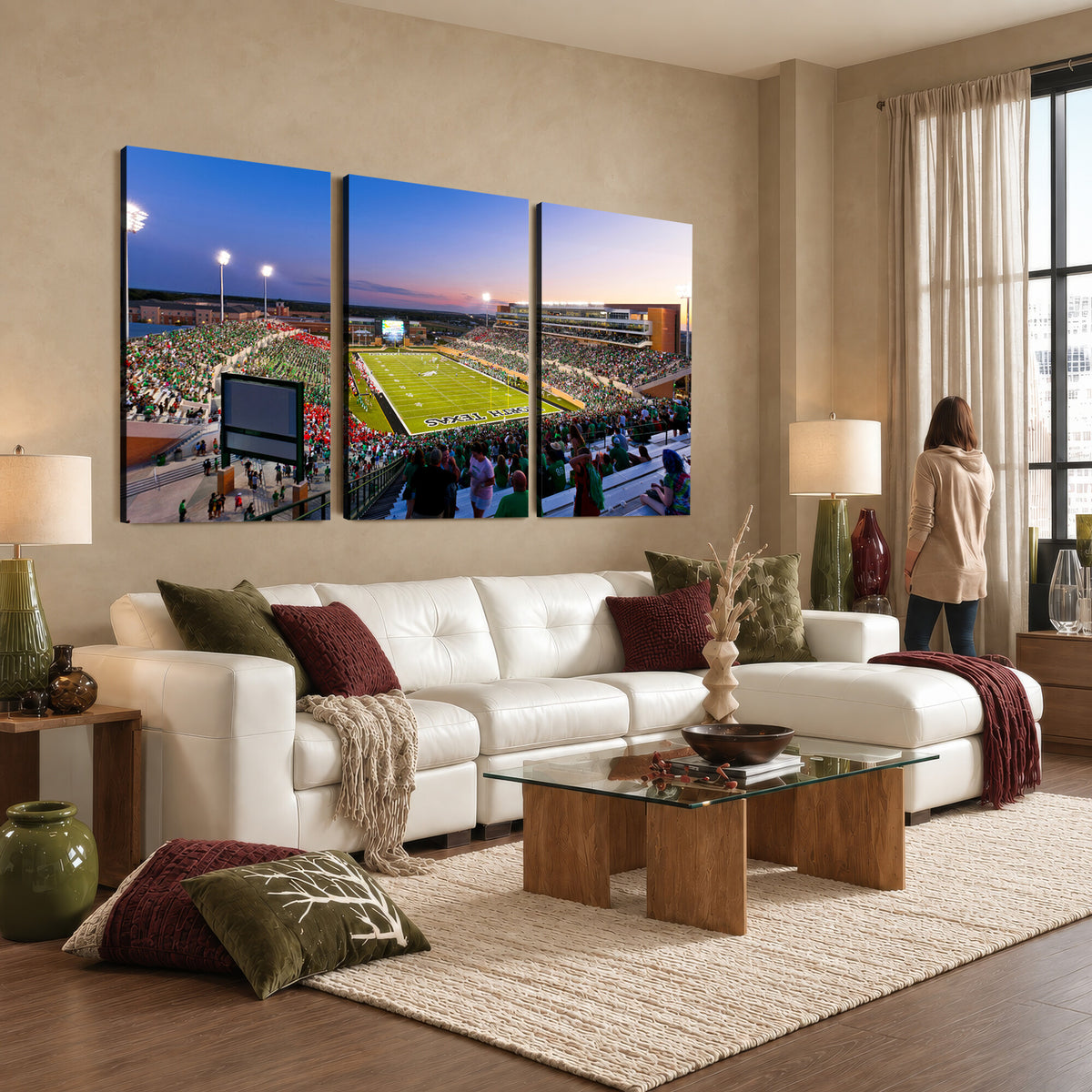 81582-MGV-CV-36X24 - University of North Texas Mean Green Football Team Print - Denton DATCU Stadium Wall Art Canvas