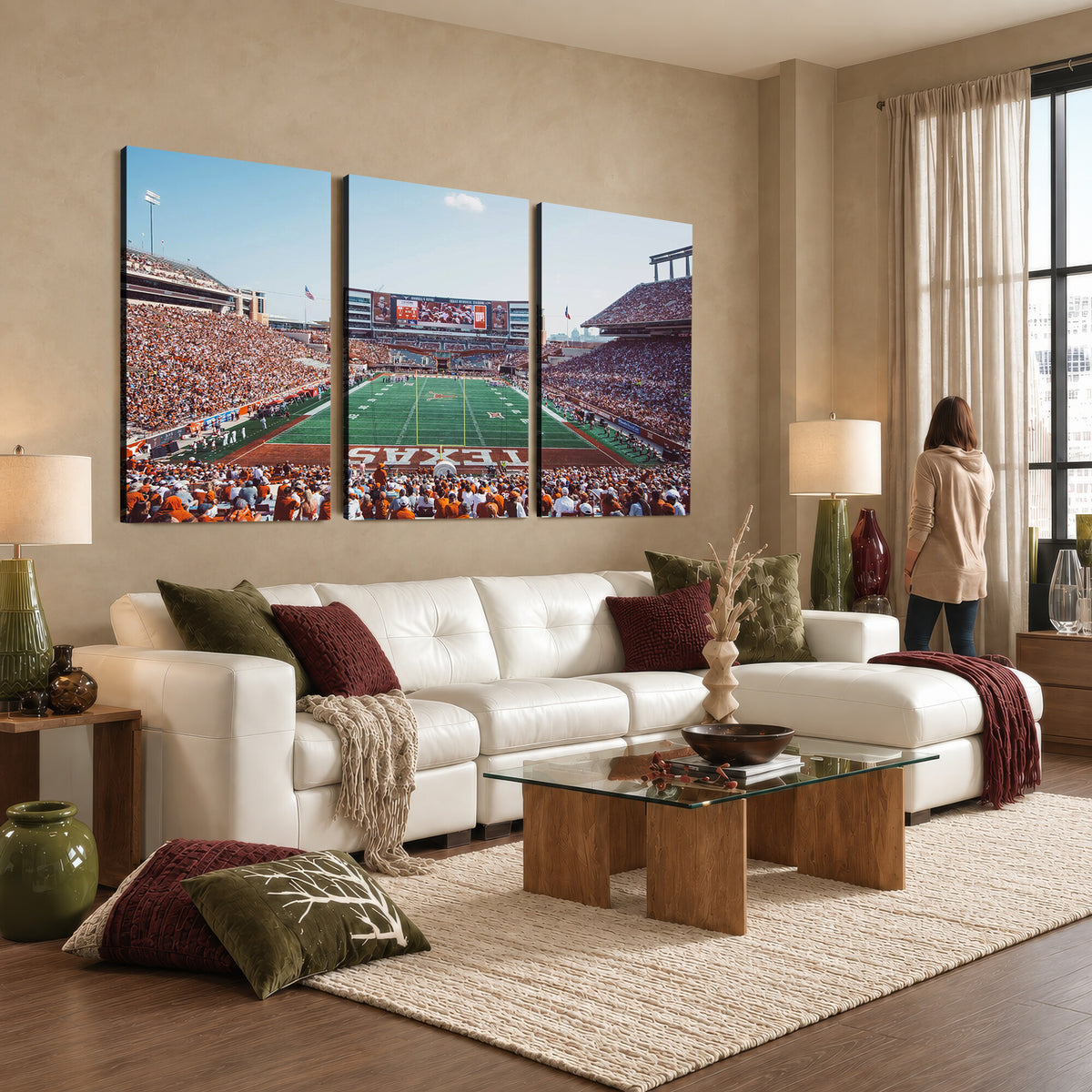 14826-MGV-CV-36X24 - Framed Texas Memorial Stadium Canvas, University of Texas Longhorns Football Team Print - Austin