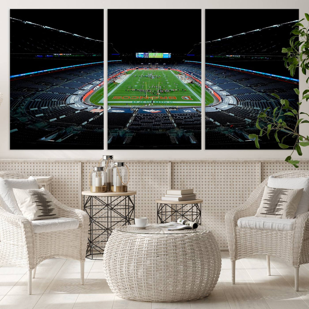 Denver Broncos Football Team Print - Denver Empower Field at Mile High Stadium Wall Art Canvas Print