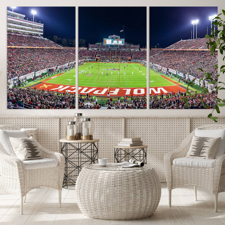 Wolfpack Football Team Print - Raleigh Carter-Finley Stadium Wall Art Canvas Print