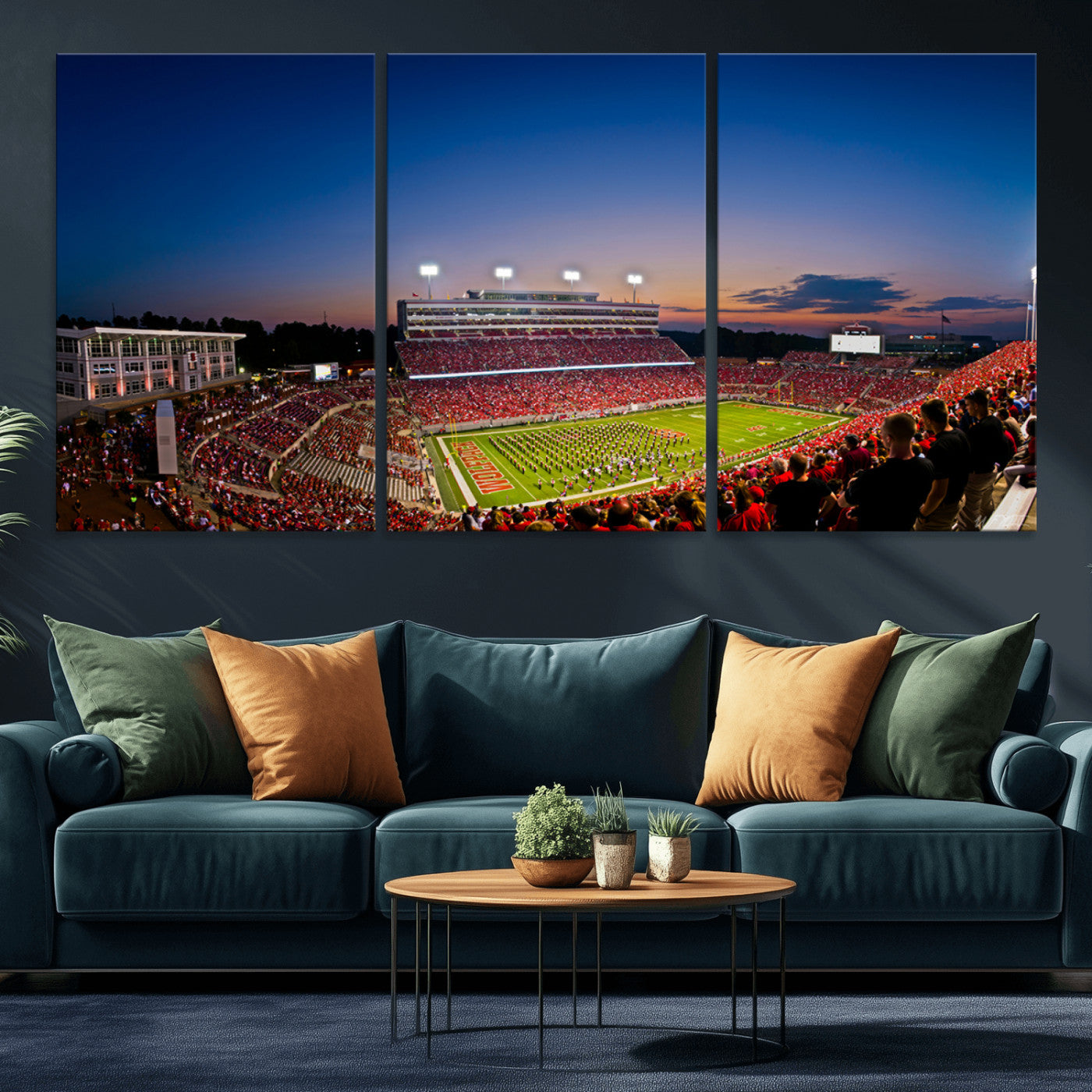 MGV-CV-60X30-3P - Wolfpack Football Team Wall Art Print - Raleigh Carter-Finley Stadium Wall Art Canvas Print