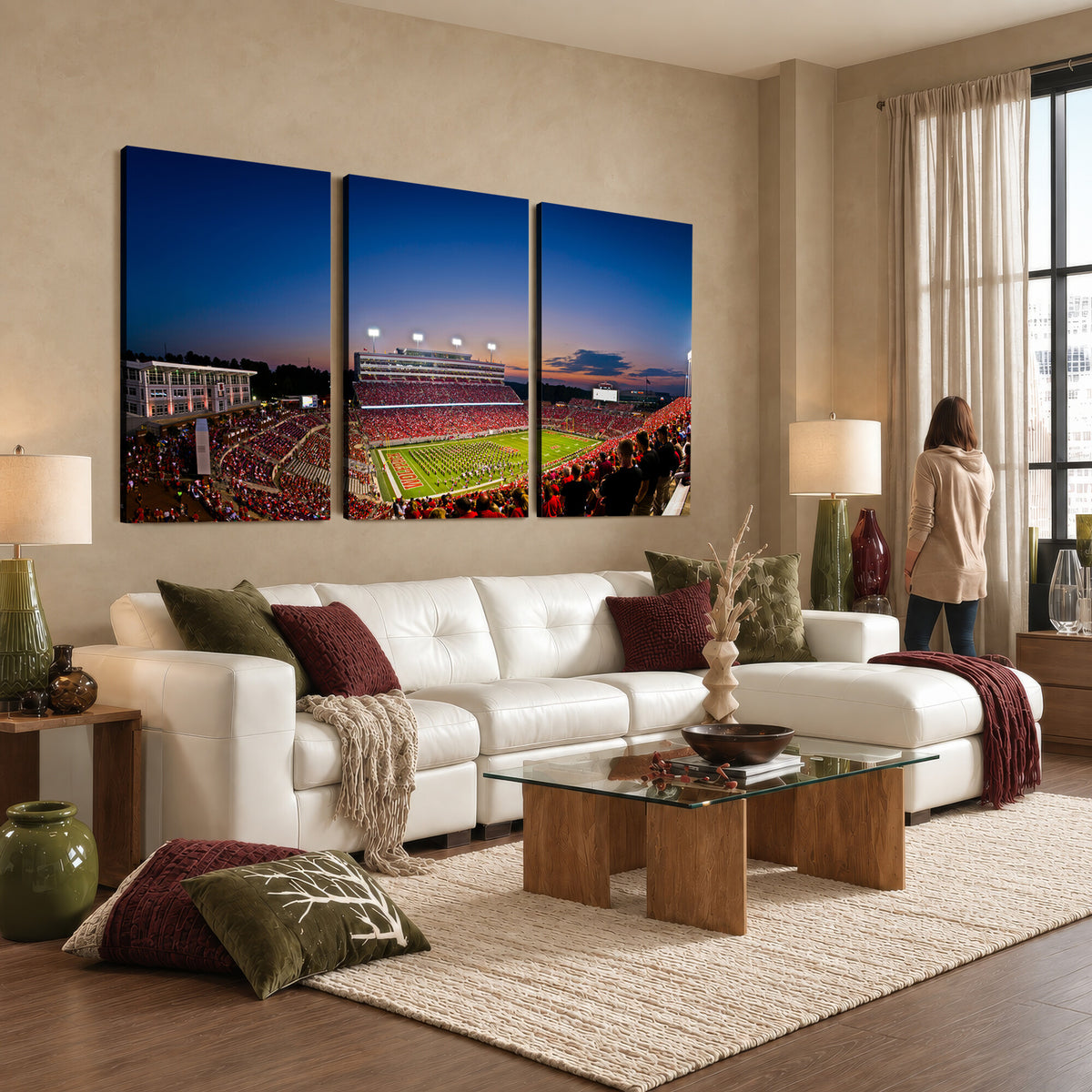 76202-MGV-CV-36X24 - Wolfpack Football Team Wall Art Print - Raleigh Carter-Finley Stadium Wall Art Canvas Print
