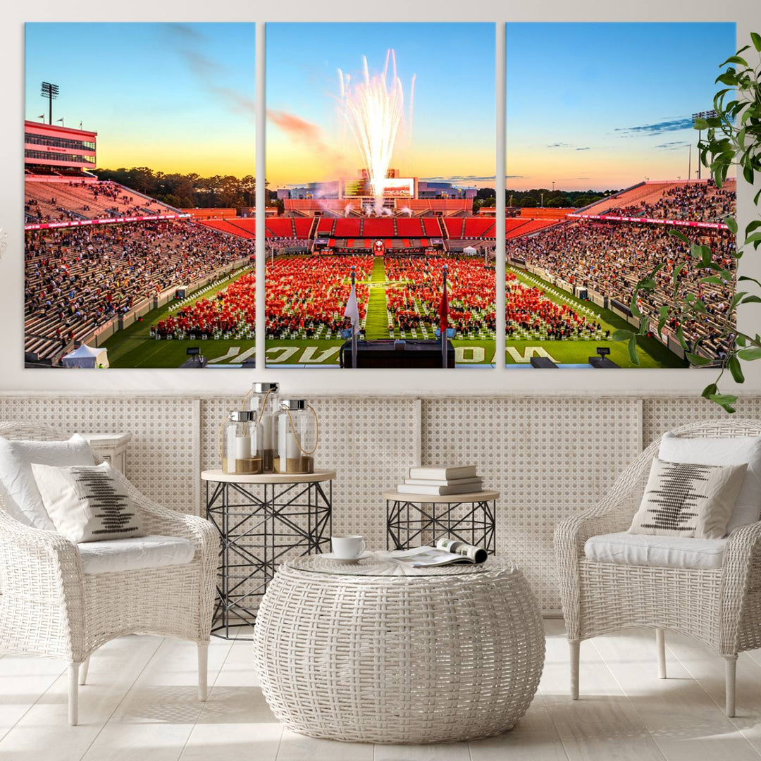 North Carolina State University Wolfpack Football Team Print - Raleigh Carter-Finley Stadium Wall Art Canvas Print