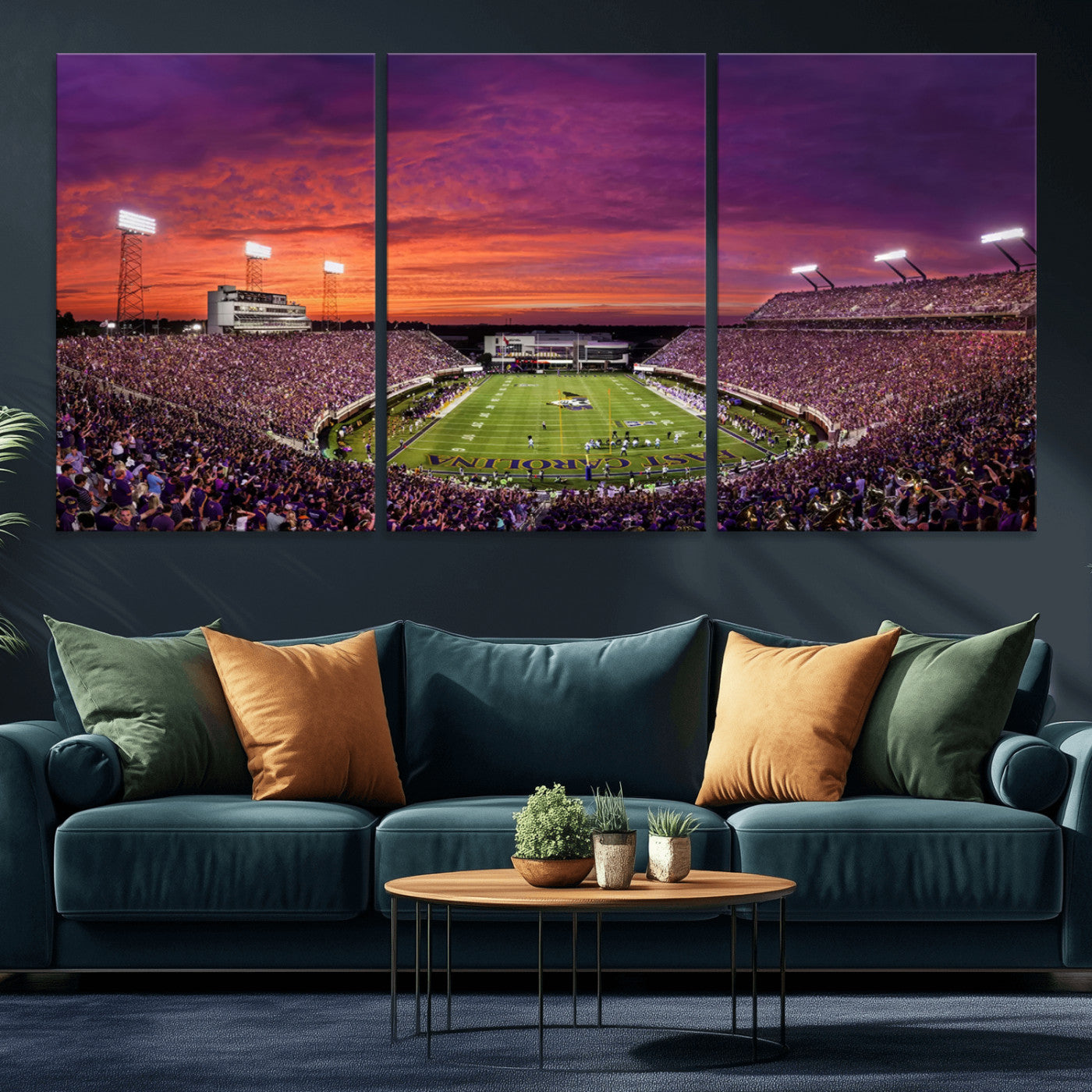 MGV-CV-60X30-3P - East Carolina University Pirates Football Print Canvas- Greenville Dowdy-Ficklen Stadium Wall Art