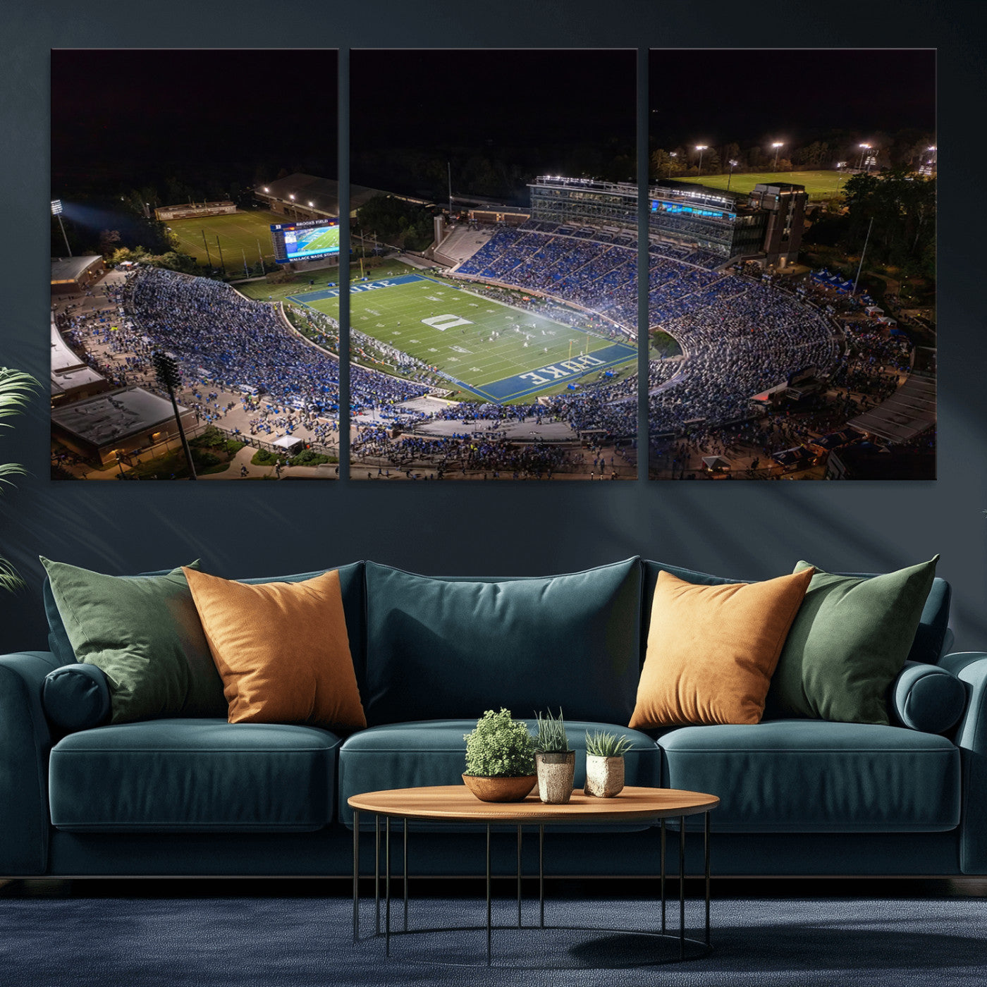 MGV-CV-60X30-3P - Duke University Blue Devils Football Print Canvas - Durham Wallace Wade Stadium Wall Art Canvas
