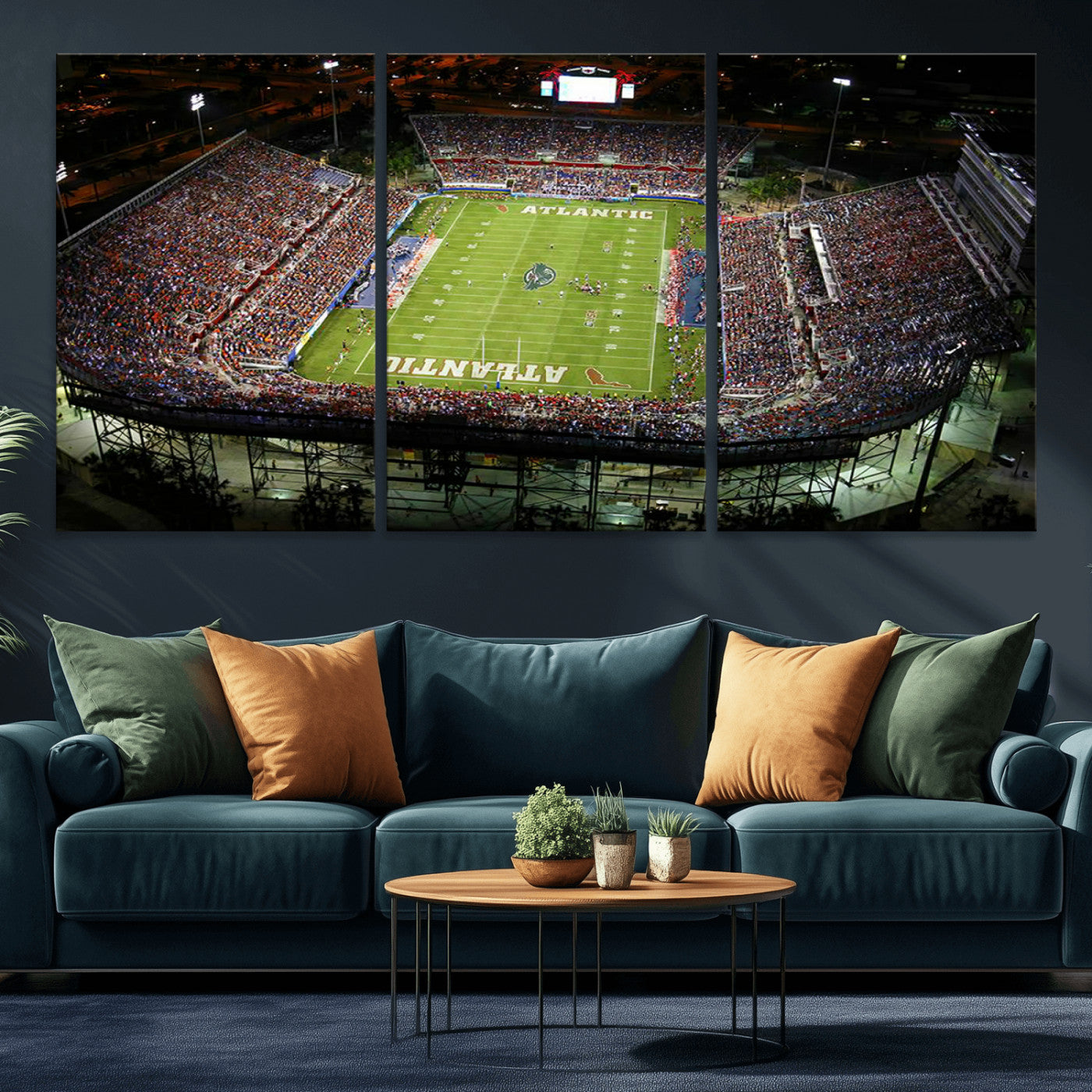 MGV-CV-60X30-3P - Florida Atlantic University Owls Football Team Print - Boca Raton FAU Stadium Wall Art Canvas Print