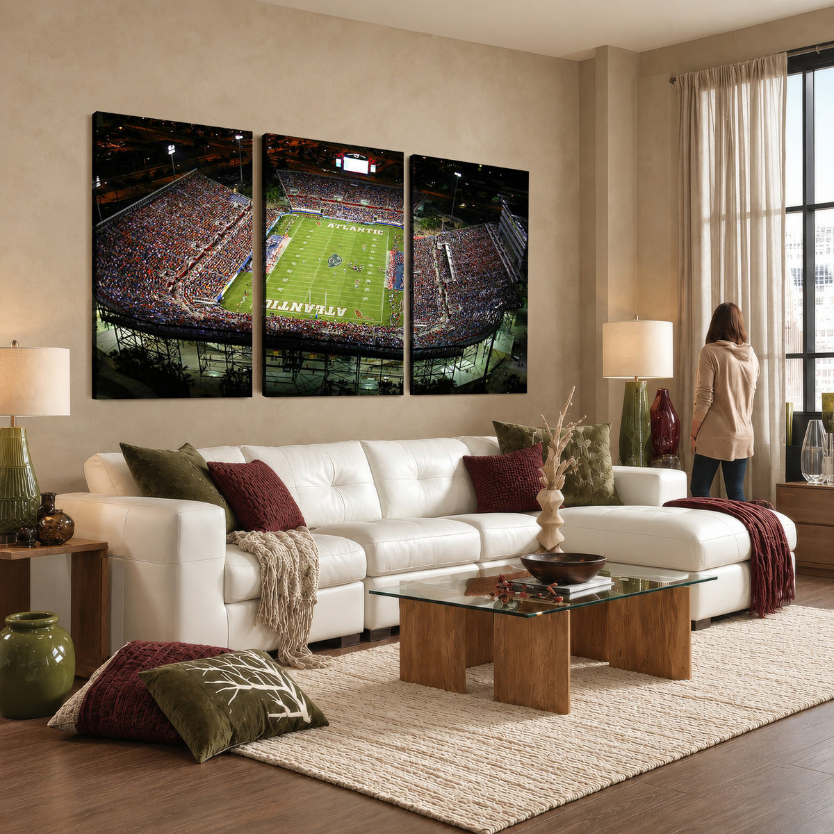 72354-MGV-CV-36X24 - Florida Atlantic University Owls Football Team Print - Boca Raton FAU Stadium Wall Art Canvas Print