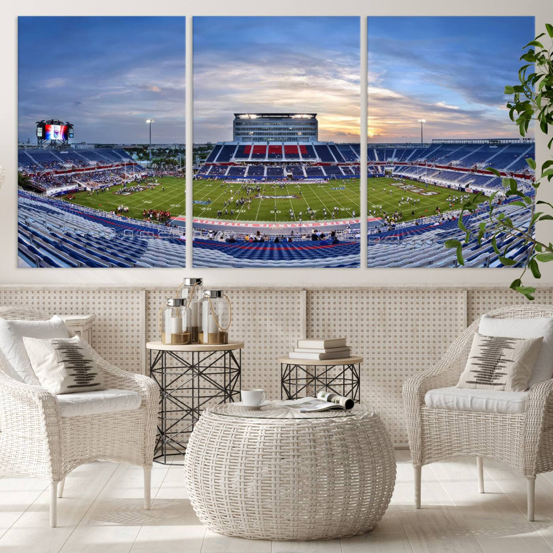 Florida Atlantic University Owls Football Team Print - Boca Raton FAU Stadium Wall Art Canvas Print