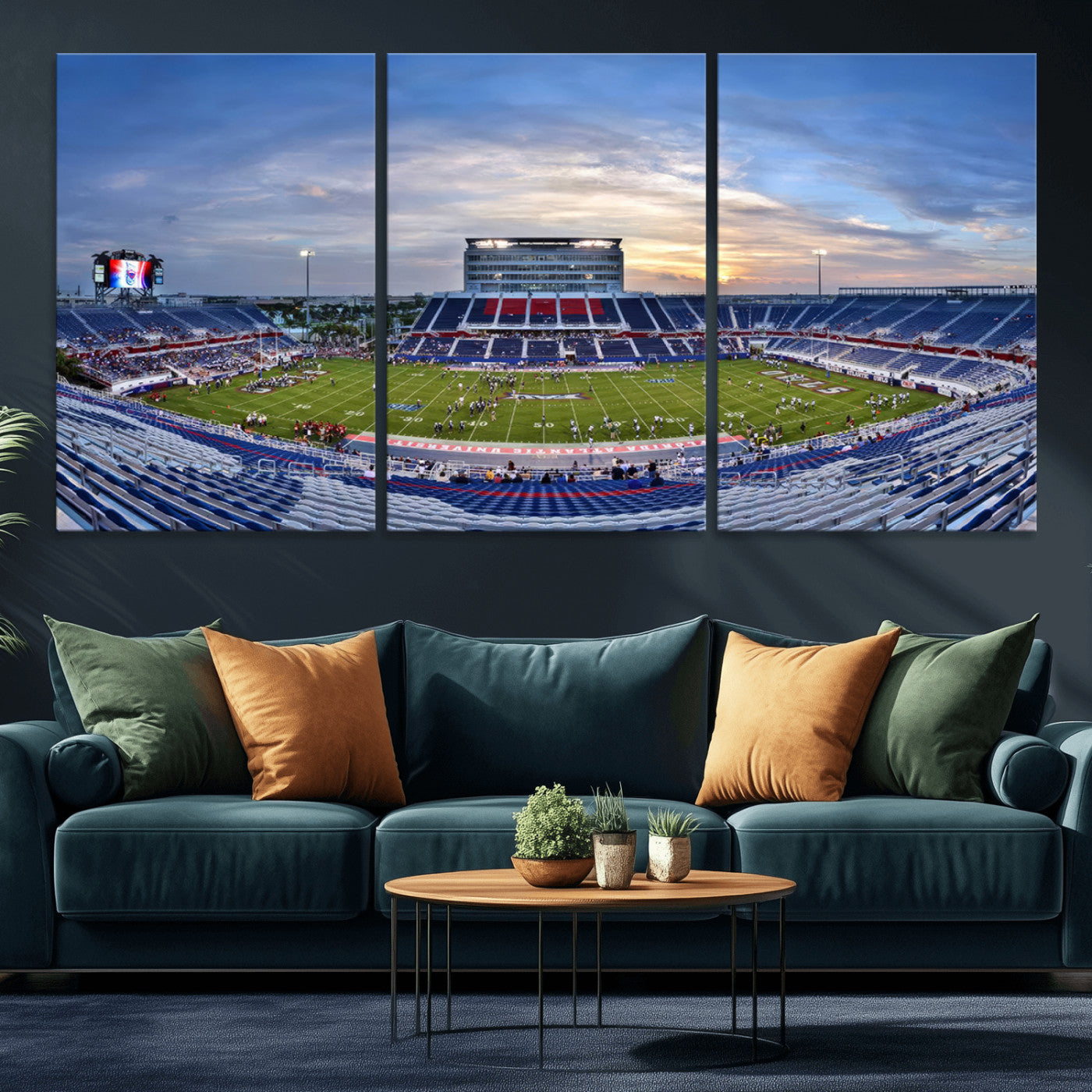 MGV-CV-60X30-3P - Florida Atlantic University Owls Football Team Print - Boca Raton FAU Stadium Wall Art Canvas Print