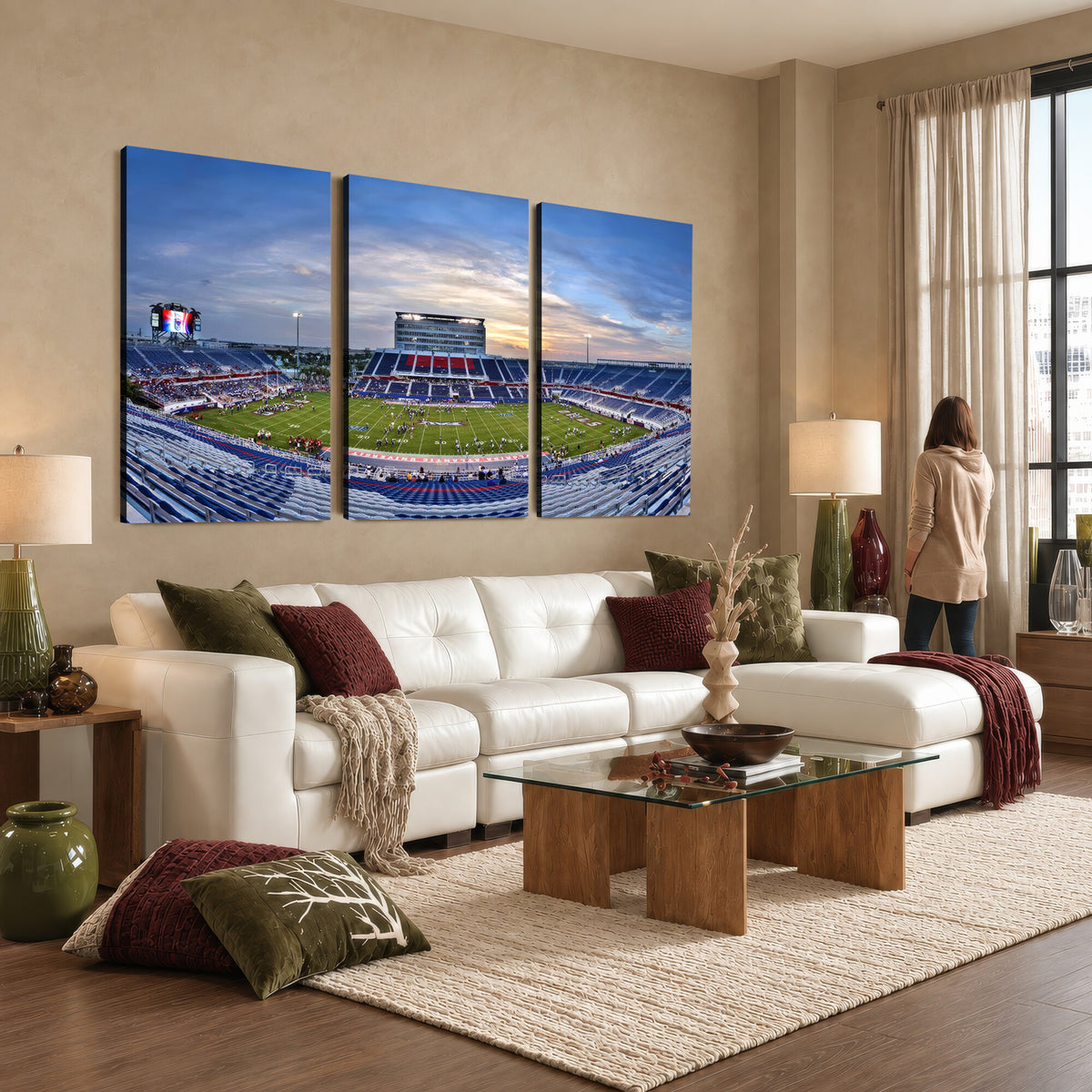 69559-MGV-CV-36X24 - Florida Atlantic University Owls Football Team Print - Boca Raton FAU Stadium Wall Art Canvas Print