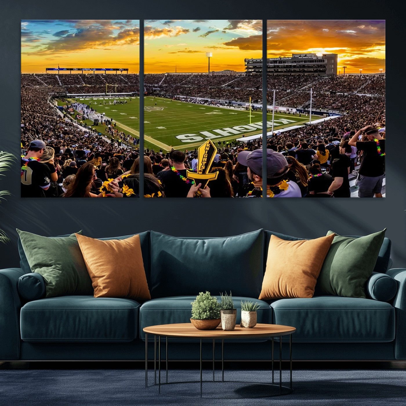 MGV-CV-60X30-3P - UCF Knights Football Team Print - Orlando FBC Mortgage Stadium, UCF Knights Wall Art Canvas Print