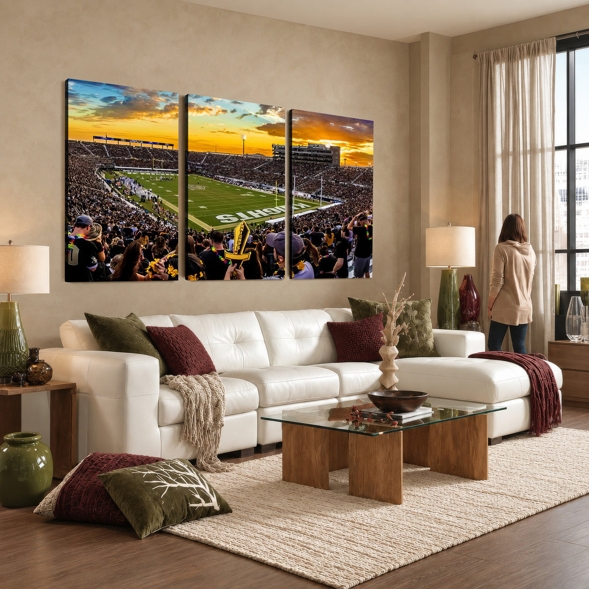 66803-MGV-CV-36X24 - UCF Knights Football Team Print - Orlando FBC Mortgage Stadium, UCF Knights Wall Art Canvas Print