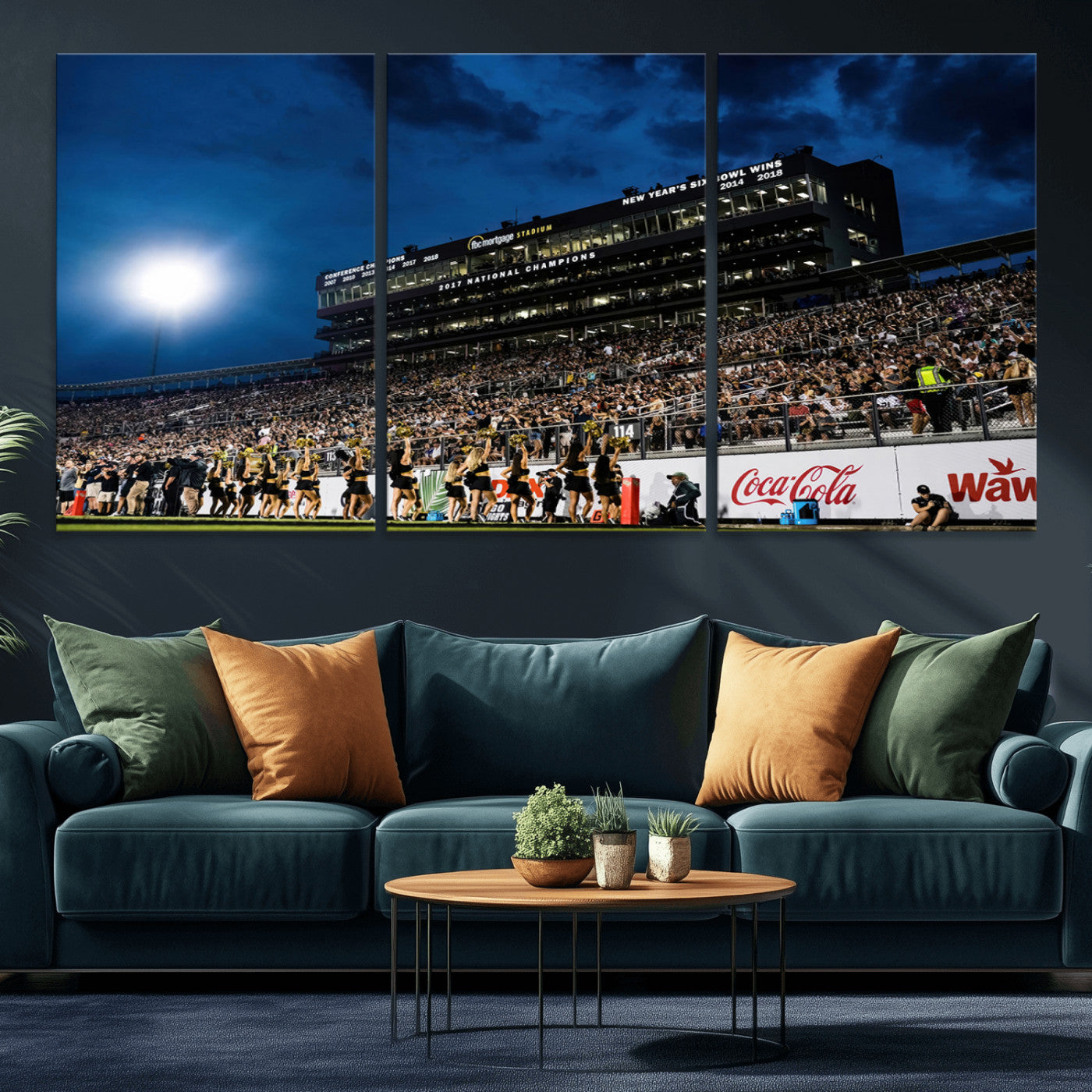 MGV-CV-60X30-3P - UCF Knights Football Team Print - Orlando FBC Mortgage Stadium Wall Art Canvas Print