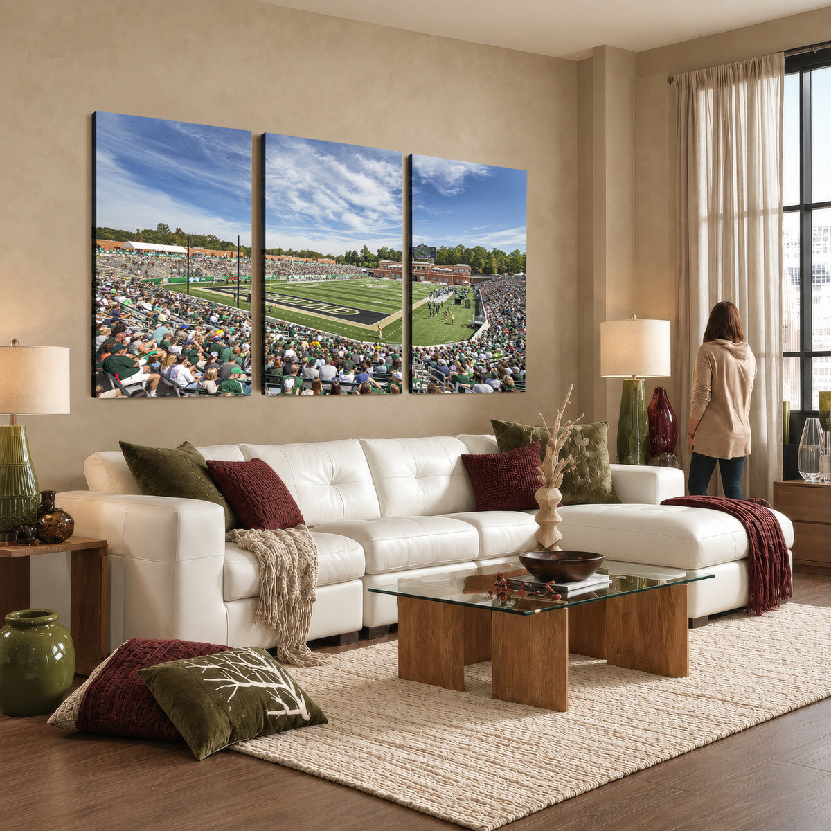 67799-MGV-CV-36X24 - University of Charlotte 49ers Football Team Print - Charlotte Jerry Richardson Stadium Canvas Print