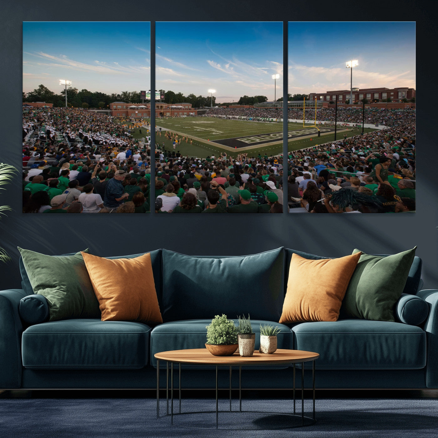 MGV-CV-60X30-3P - University of Charlotte 49ers Football Team Print - Charlotte Jerry Richardson Stadium Wall Art