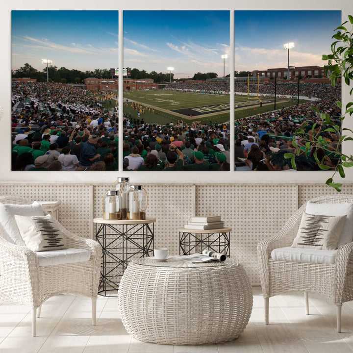 University of Charlotte 49ers Football Team Print - Charlotte Jerry Richardson Stadium Wall Art Canvas Print