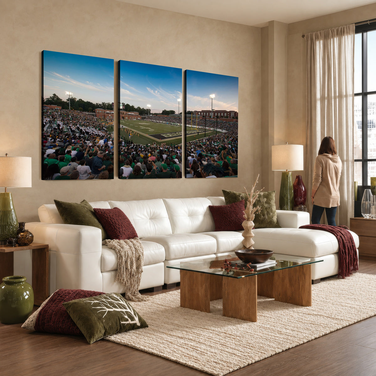 12290-MGV-CV-36X24 - University of Charlotte 49ers Football Team Print - Charlotte Jerry Richardson Stadium Wall Art