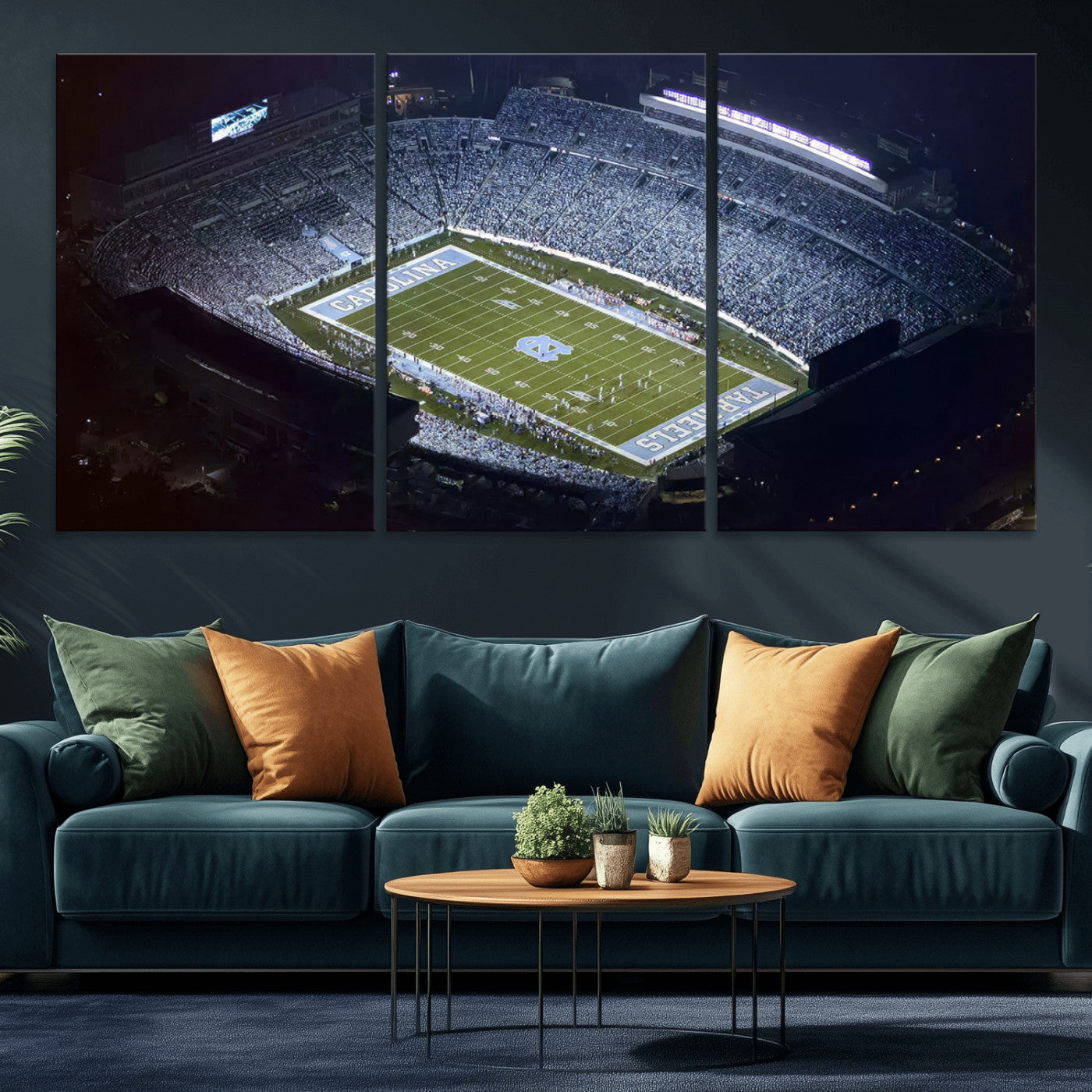 MGV-CV-60X30-3P - University of North Carolina Tar Heels Football Team Print - Chapel Hill Kenan Memorial Stadium