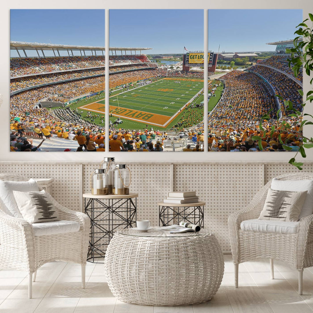 Baylor University Bears Football Team Print - Waco McLane Stadium Wall Art Canvas Print