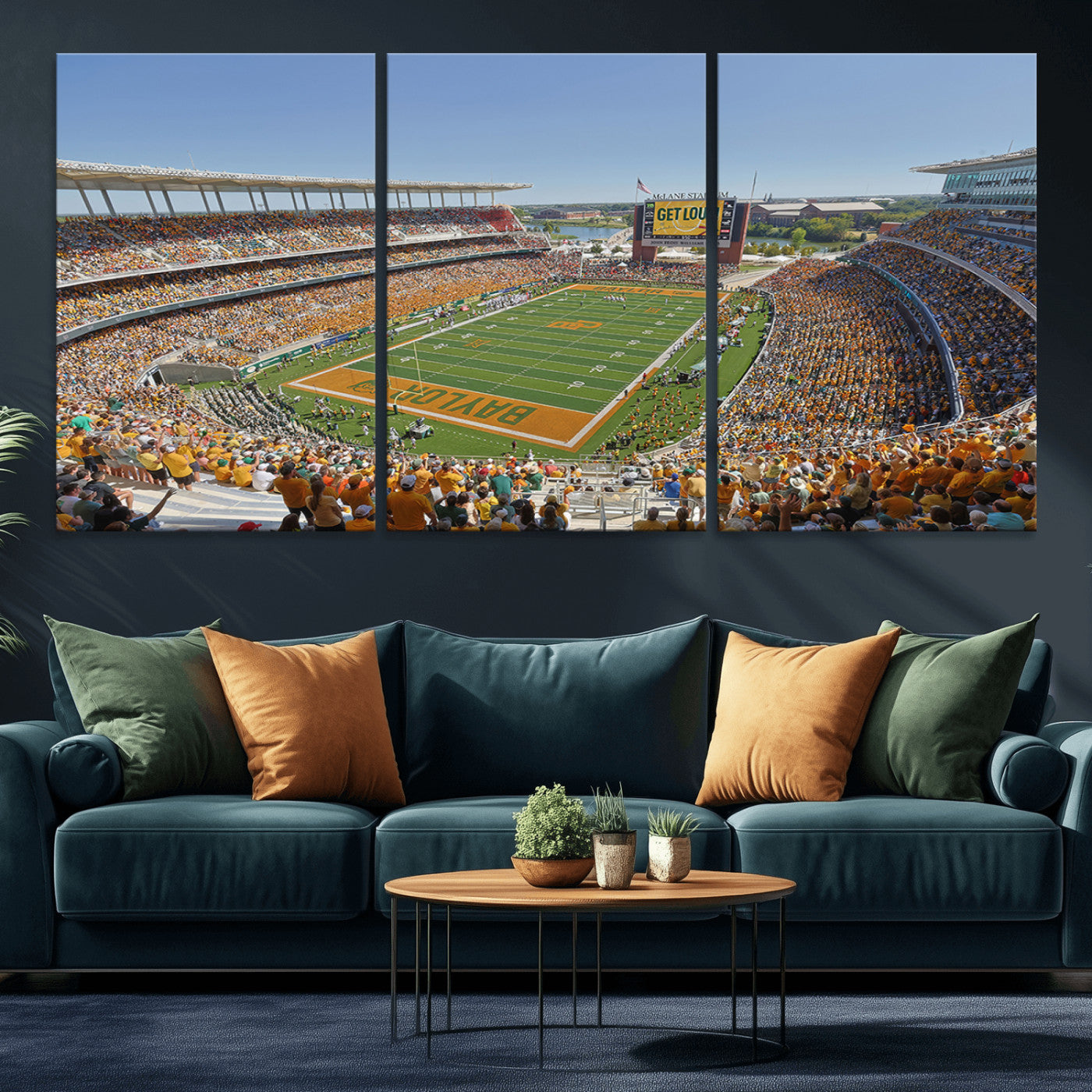 MGV-CV-60X30-3P - Baylor University Bears Football Team Print - Waco McLane Stadium Wall Art Canvas Print