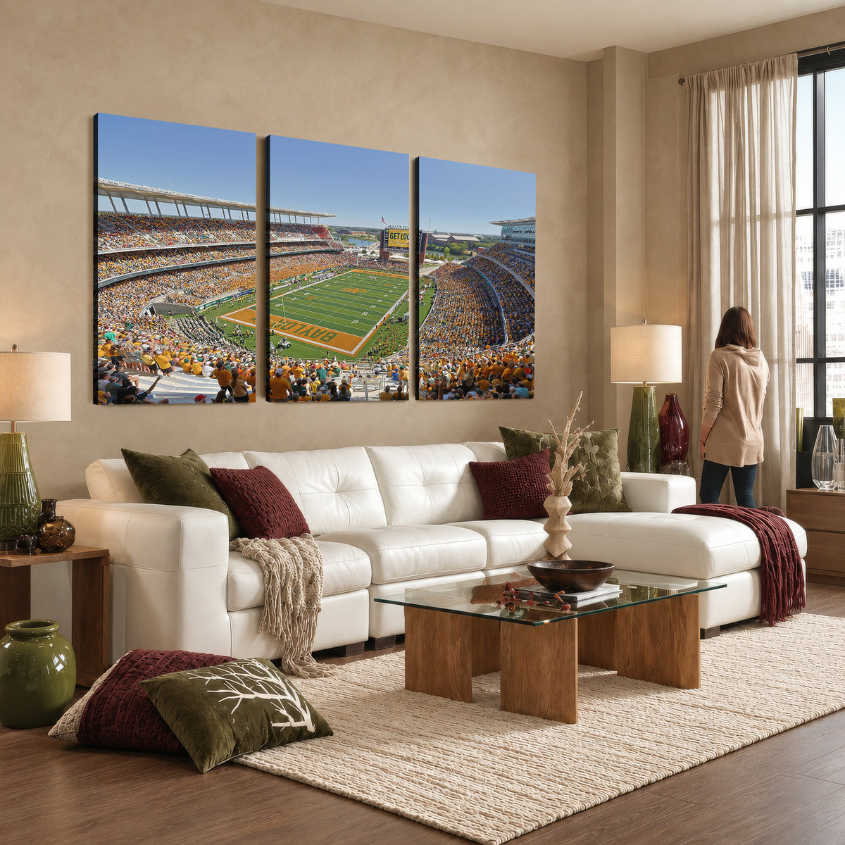 49912-MGV-CV-36X24 - Baylor University Bears Football Team Print - Waco McLane Stadium Wall Art Canvas Print