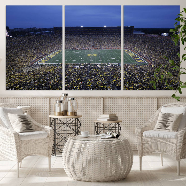 University of Michigan Wolverines Football Team Print - Ann Arbor Michigan Stadium Wall Art Canvas Print