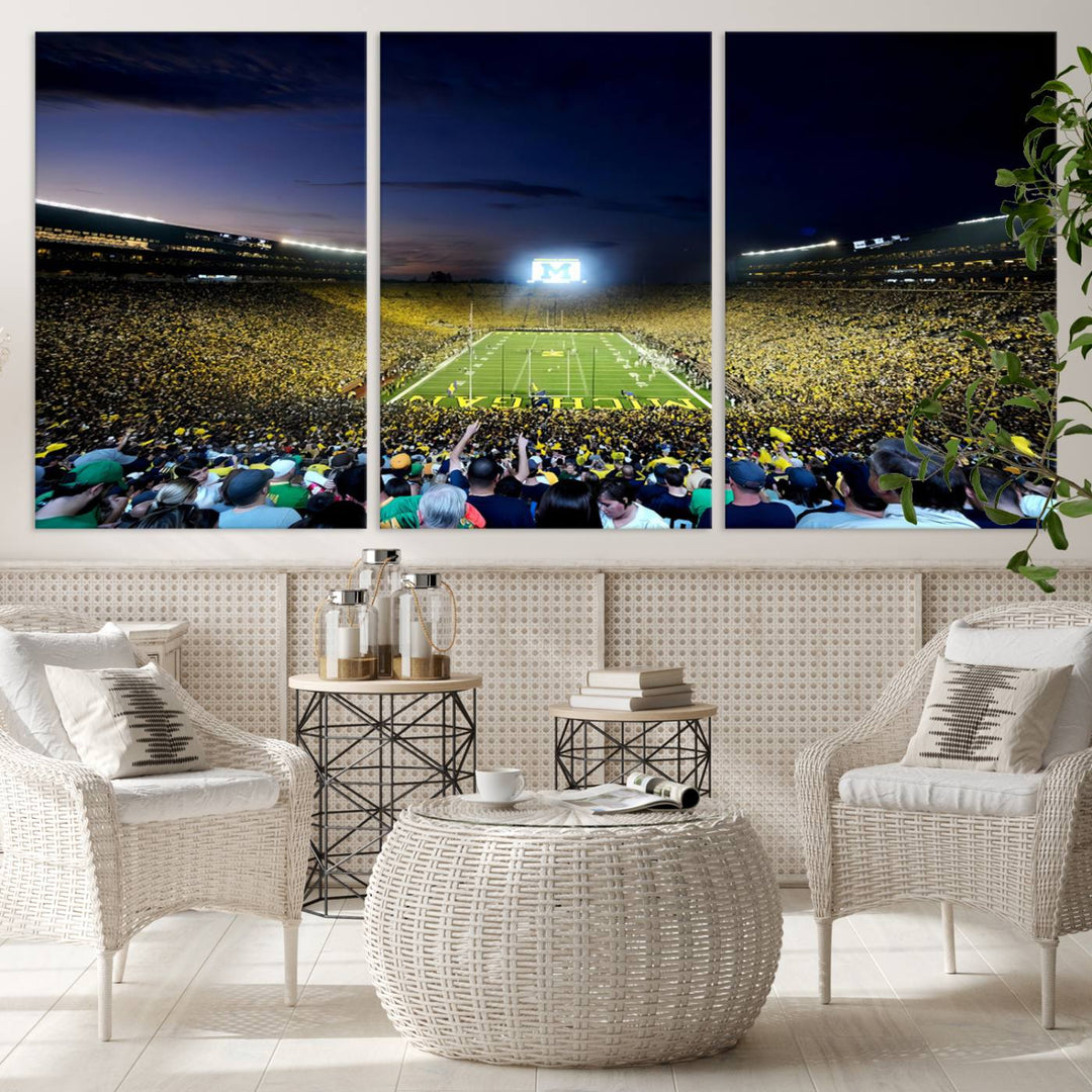 University of Michigan Wolverines Football Team Print - Ann Arbor Michigan Stadium Wall Art Canvas Print