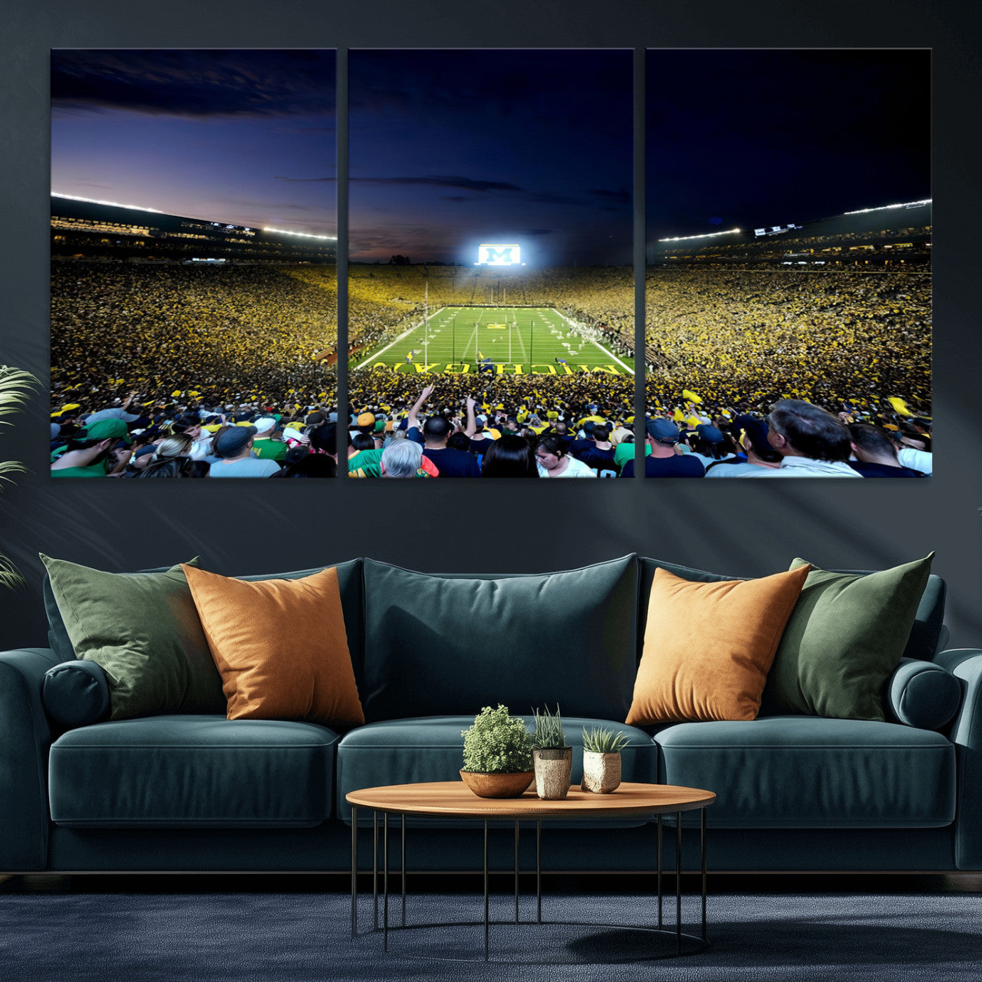 MGV-CV-60X30-3P - University of Michigan Wolverines Football Team Print - Ann Arbor Michigan Stadium Canvas Print