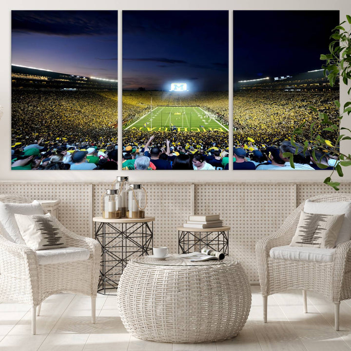 University of Michigan Wolverines Football Team Print - Ann Arbor Michigan Stadium Wall Art Canvas Print