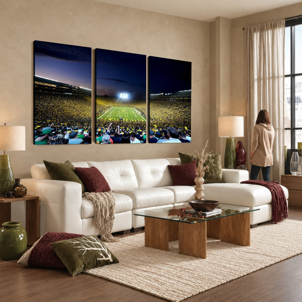 22115-MGV-CV-36X24 - University of Michigan Wolverines Football Team Print - Ann Arbor Michigan Stadium Canvas Print