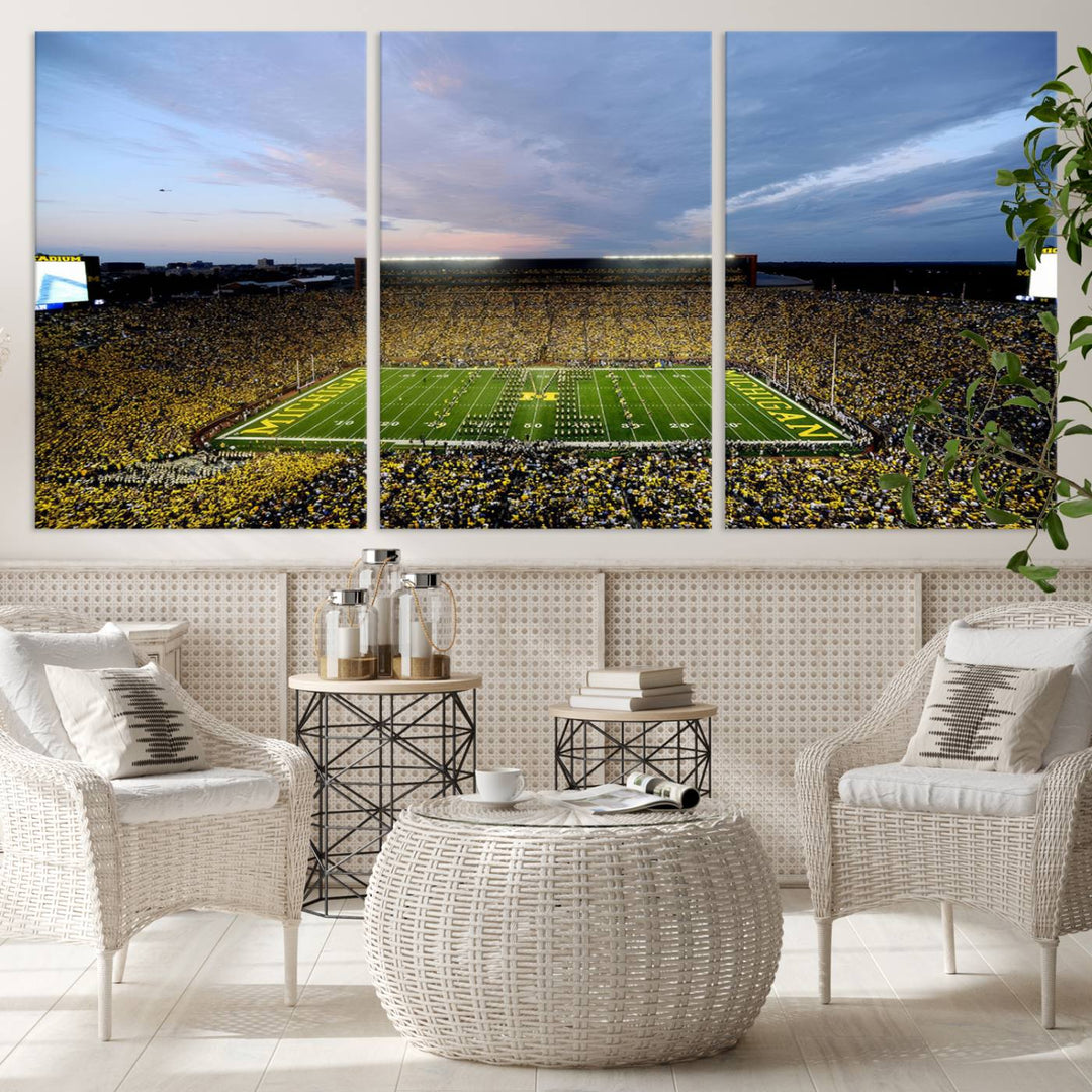 University of Michigan Wolverines Football Team Print - Ann Arbor Michigan Stadium Wall Art Canvas Print