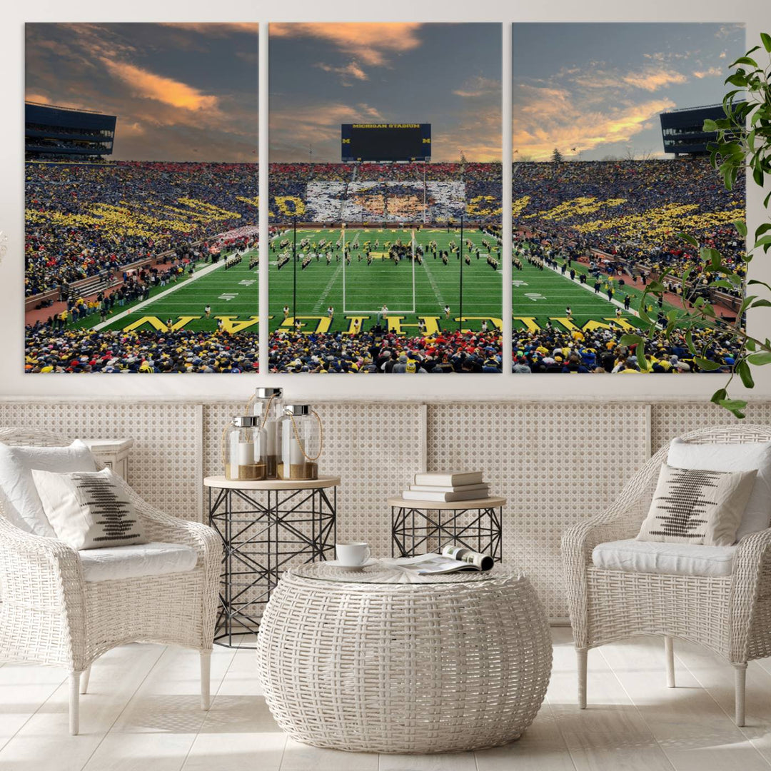 University of Michigan Wolverines Football Team Print - Ann Arbor Michigan Stadium Wall Art Canvas Print