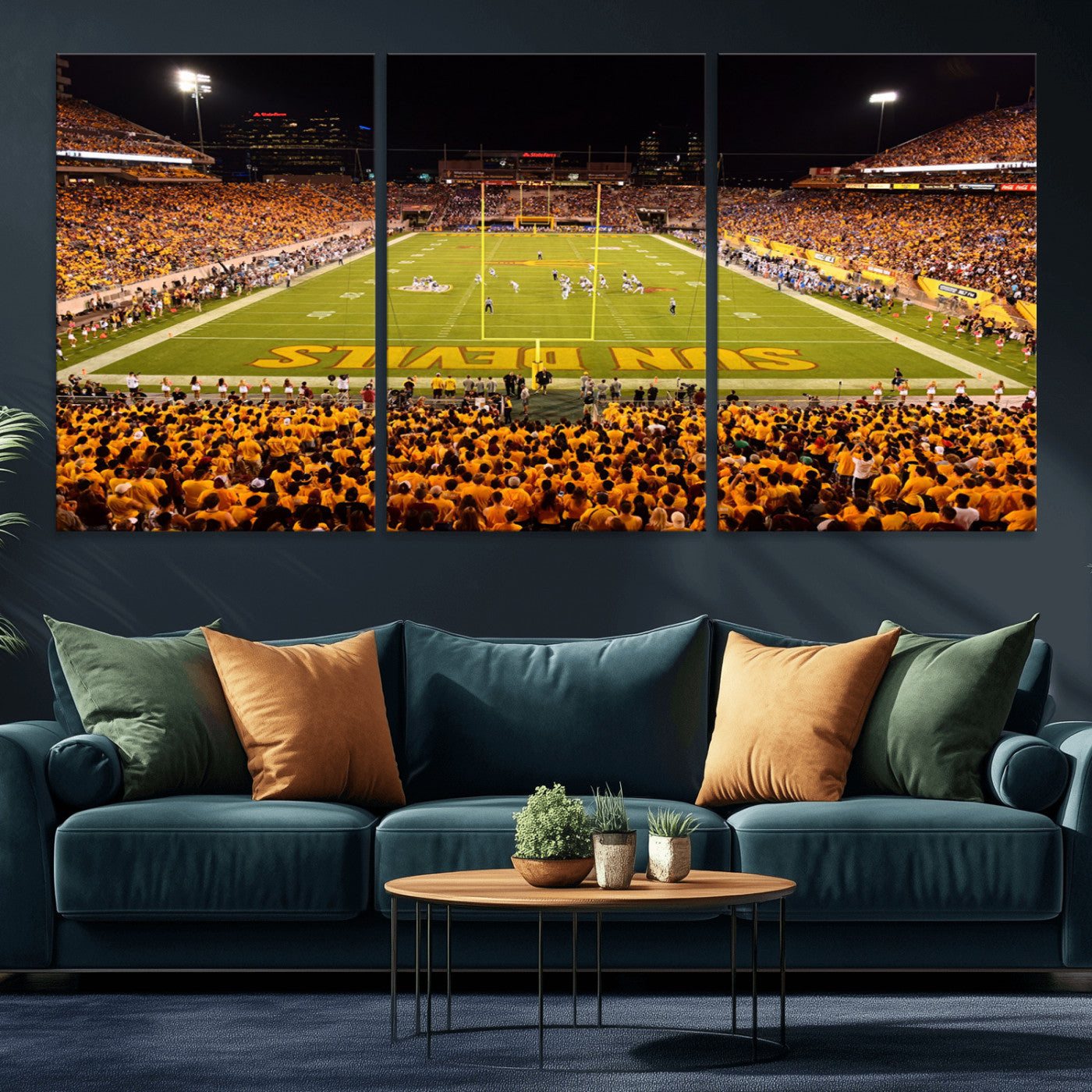 MGV-CV-60X30-3P - ASU Sun Devils Football Team Print - Phoenix Mountain America Stadium Wall Art Canvas Print