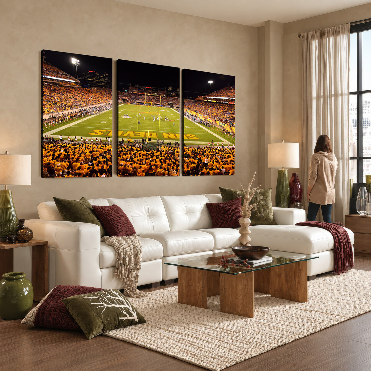21588-MGV-CV-36X24 - ASU Sun Devils Football Team Print - Phoenix Mountain America Stadium Wall Art Canvas Print