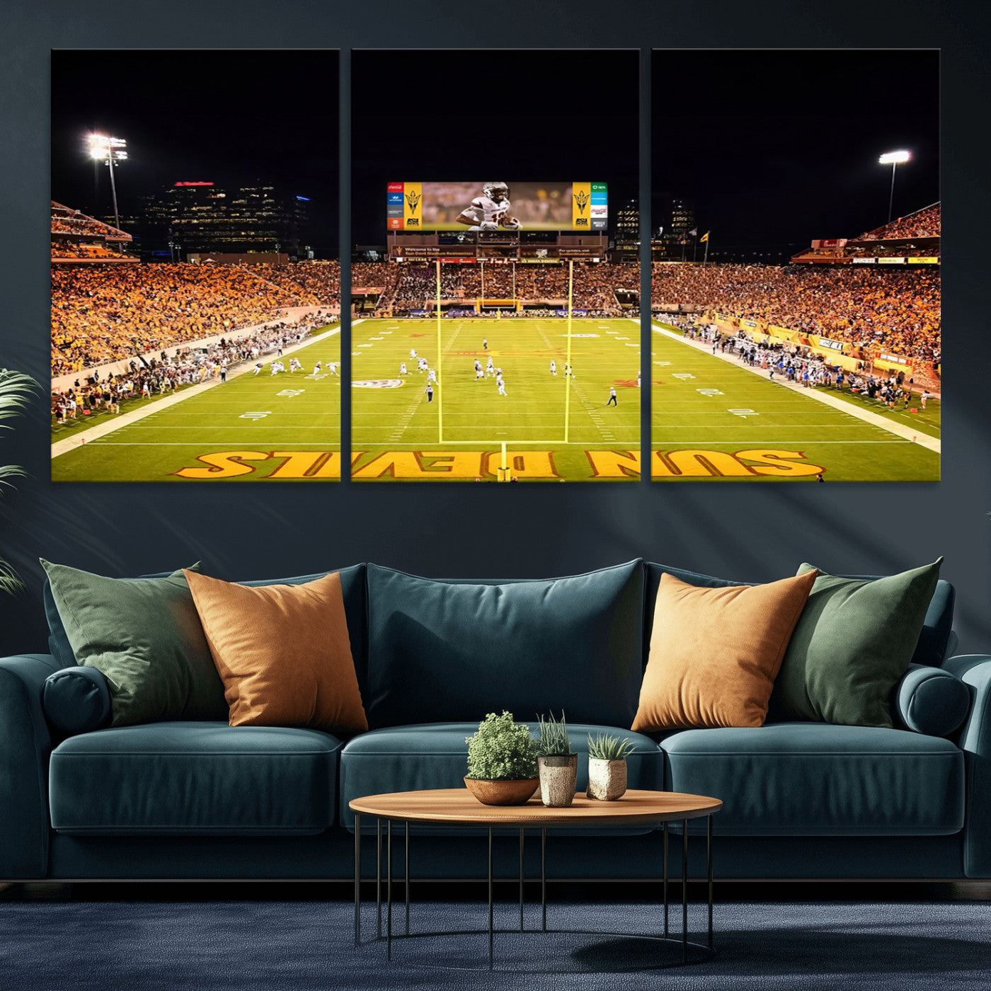MGV-CV-60X30-3P - ASU Sun Devils Football Team Print - Phoenix Mountain America Stadium Canvas Print