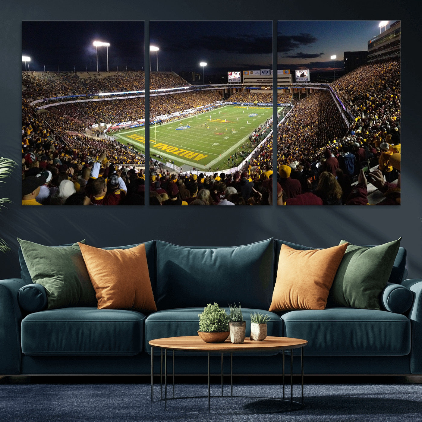 MGV-CV-60X30-3P - ASU Sun Devils Football Team Print Canvas - Phoenix Mountain America Stadium Wall Art Canvas Print