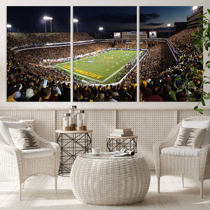 ASU Sun Devils Football Team Print - Phoenix Mountain America Stadium Wall Art Canvas Print