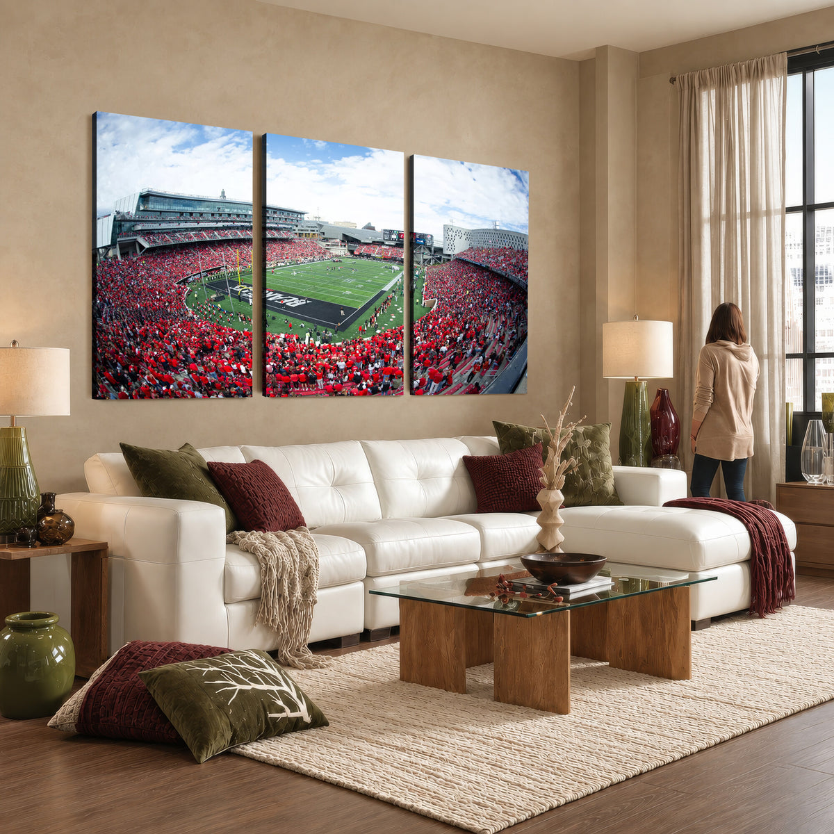 54070-MGV-CV-36X24 - Cincinnati Bearcats Football Team Print - Nippert Stadium Wall Art Canvas Print