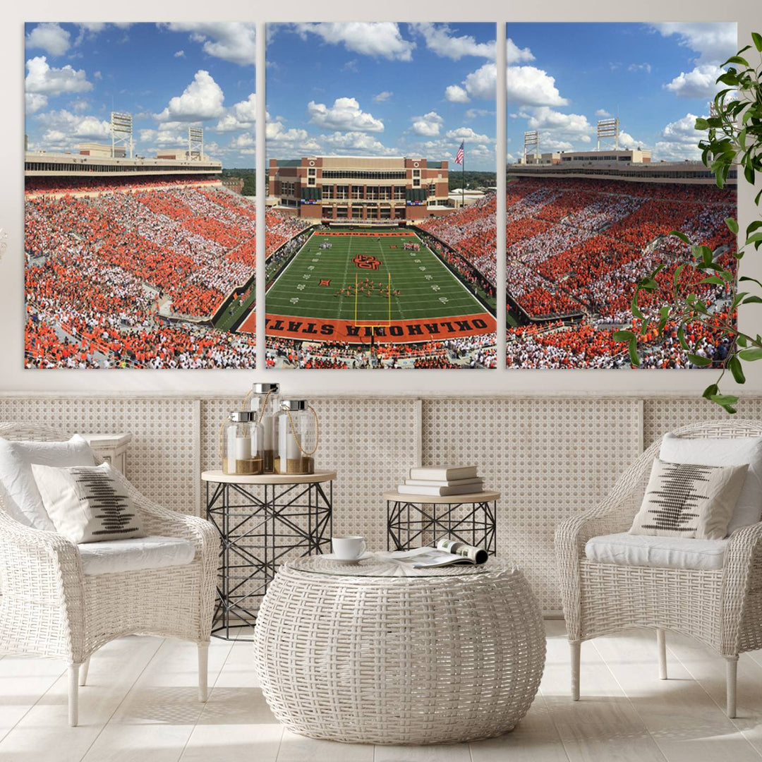 Oklahoma State Cowboys Football Team Print - Stillwater Boone Pickens Stadium Wall Art Canvas Print