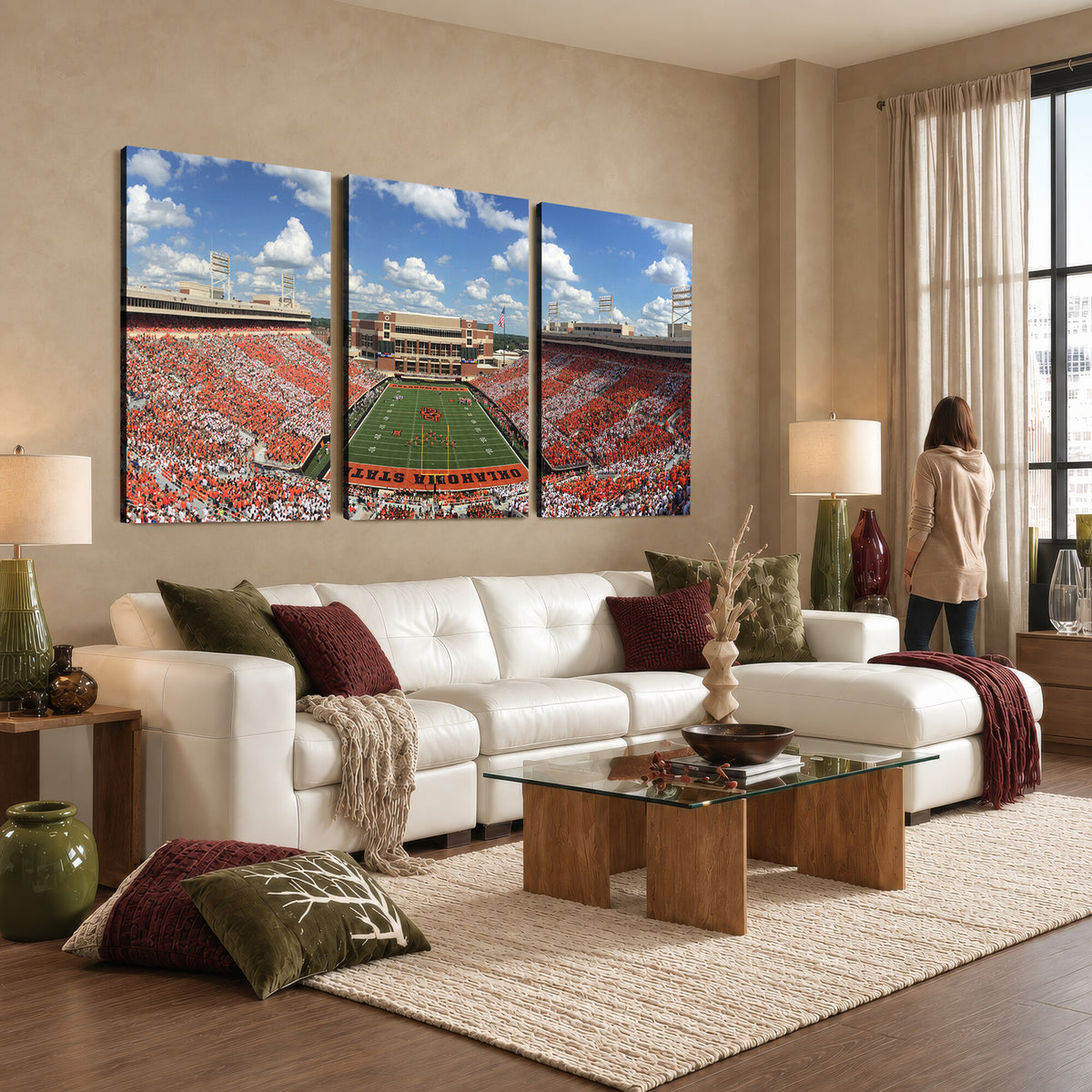 65192-MGV-CV-36X24 - Oklahoma State Cowboys Football Team Print - Stillwater Boone Pickens Stadium Wall Art Canvas Print