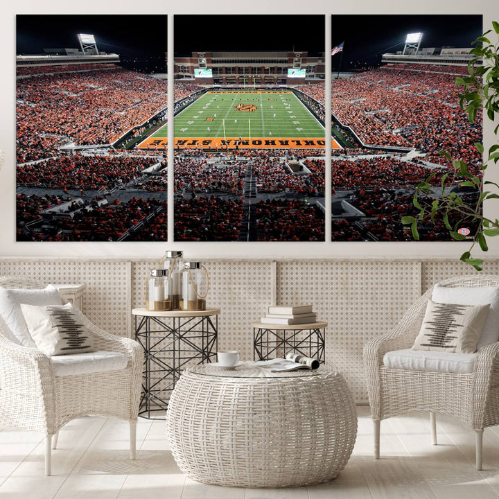 Oklahoma State Cowboys Football Team Print - Stillwater Boone Pickens Stadium Wall Art Canvas Print